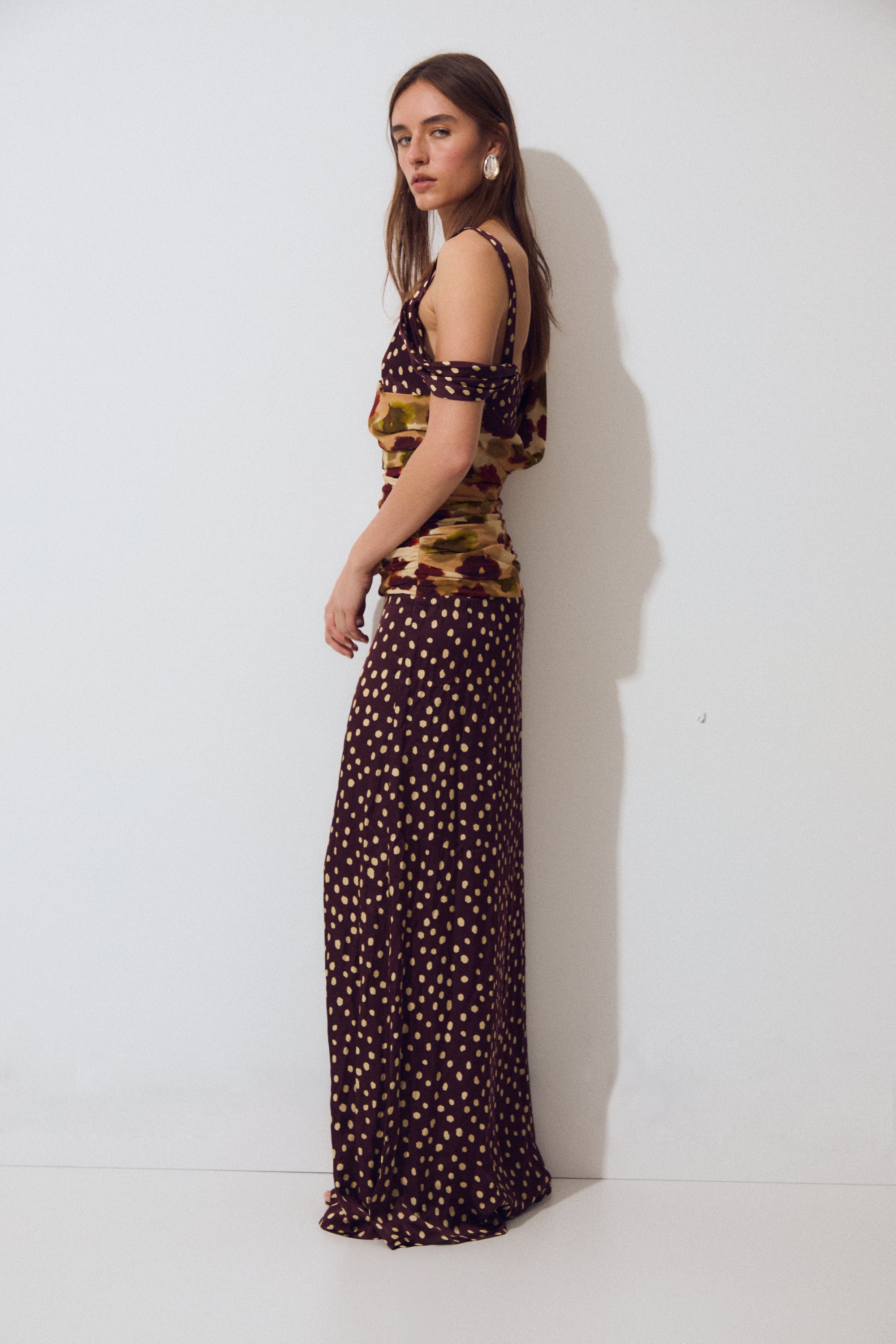 Valeria Dress, Plum Polka Print