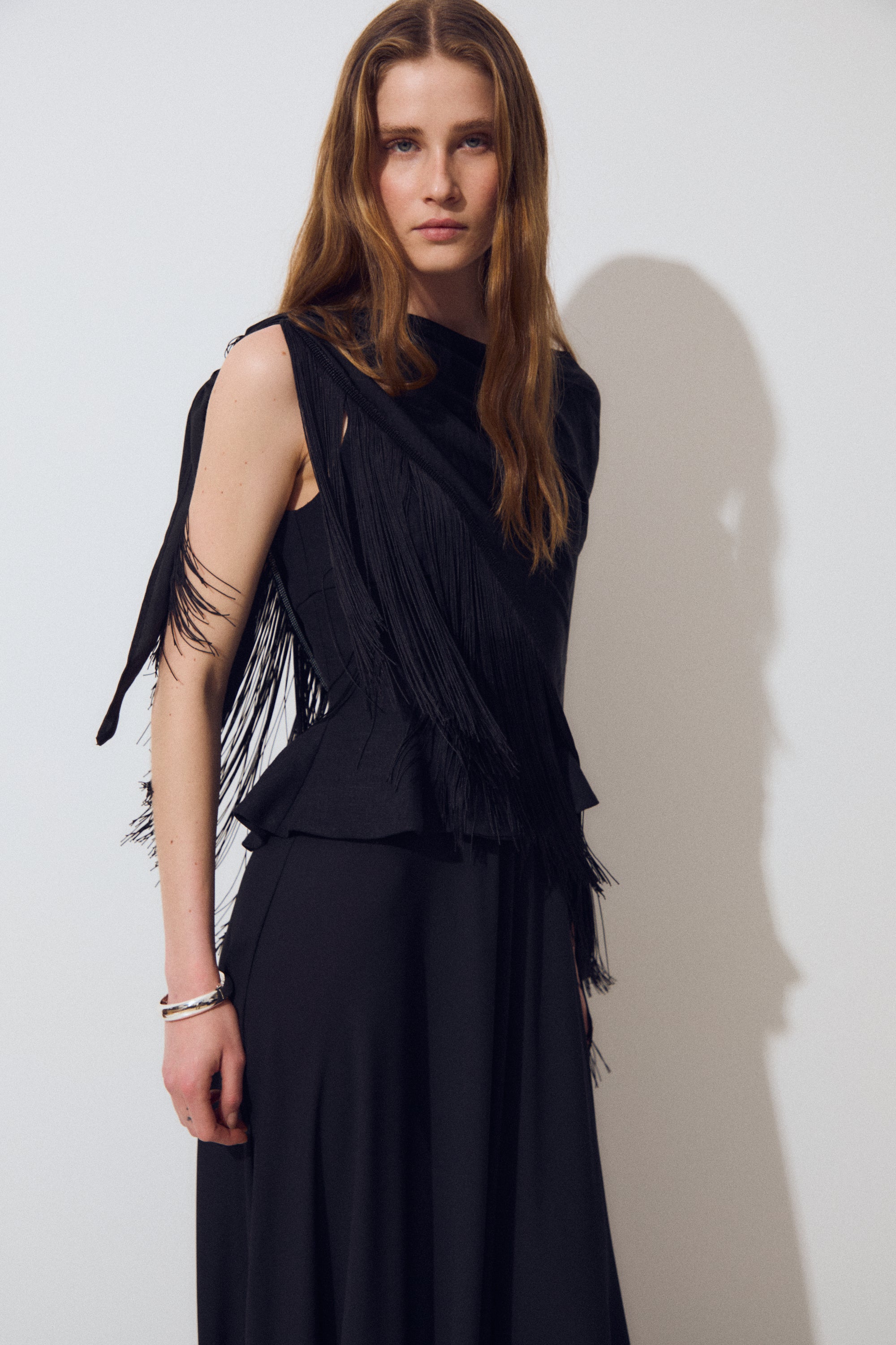 Fringes Shawl, Black