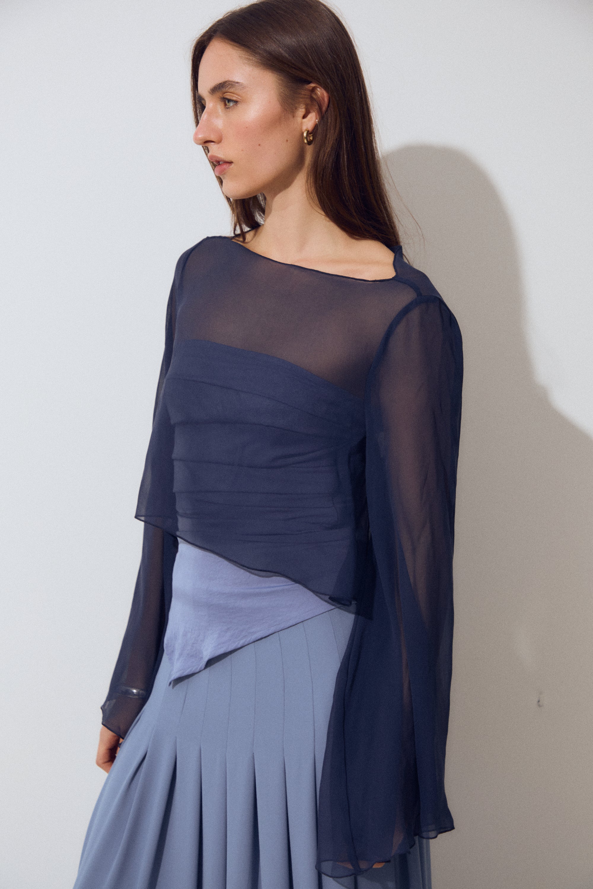 Bruma Shawl, Navy Silk
