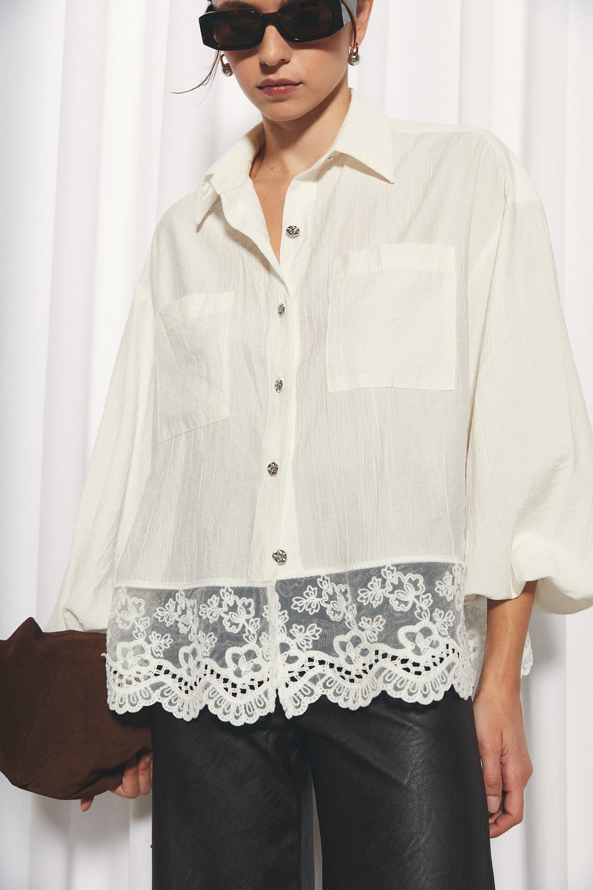 Abril Blouse, White Texture