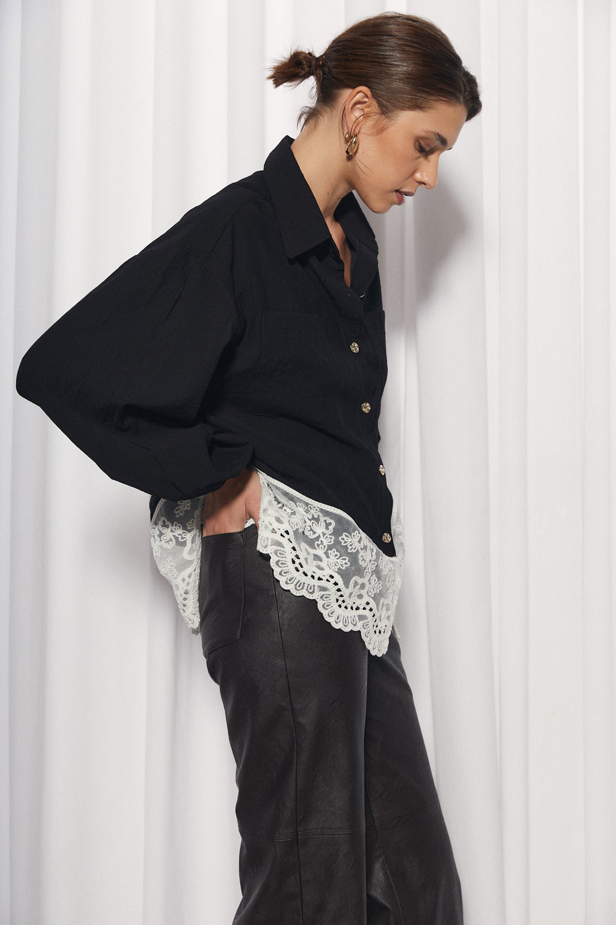 Abril Blouse, Black Texture