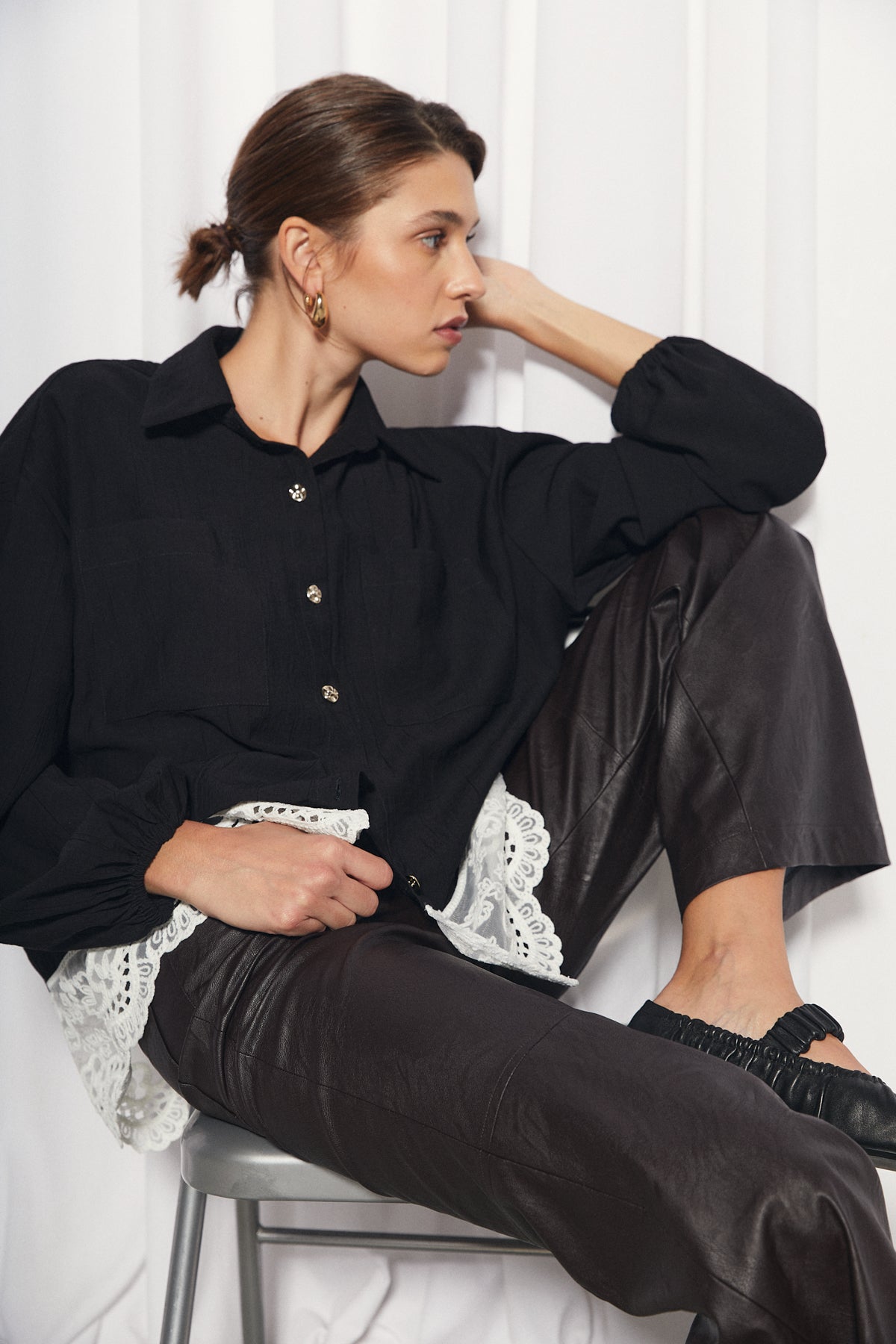 Abril Blouse, Black Texture