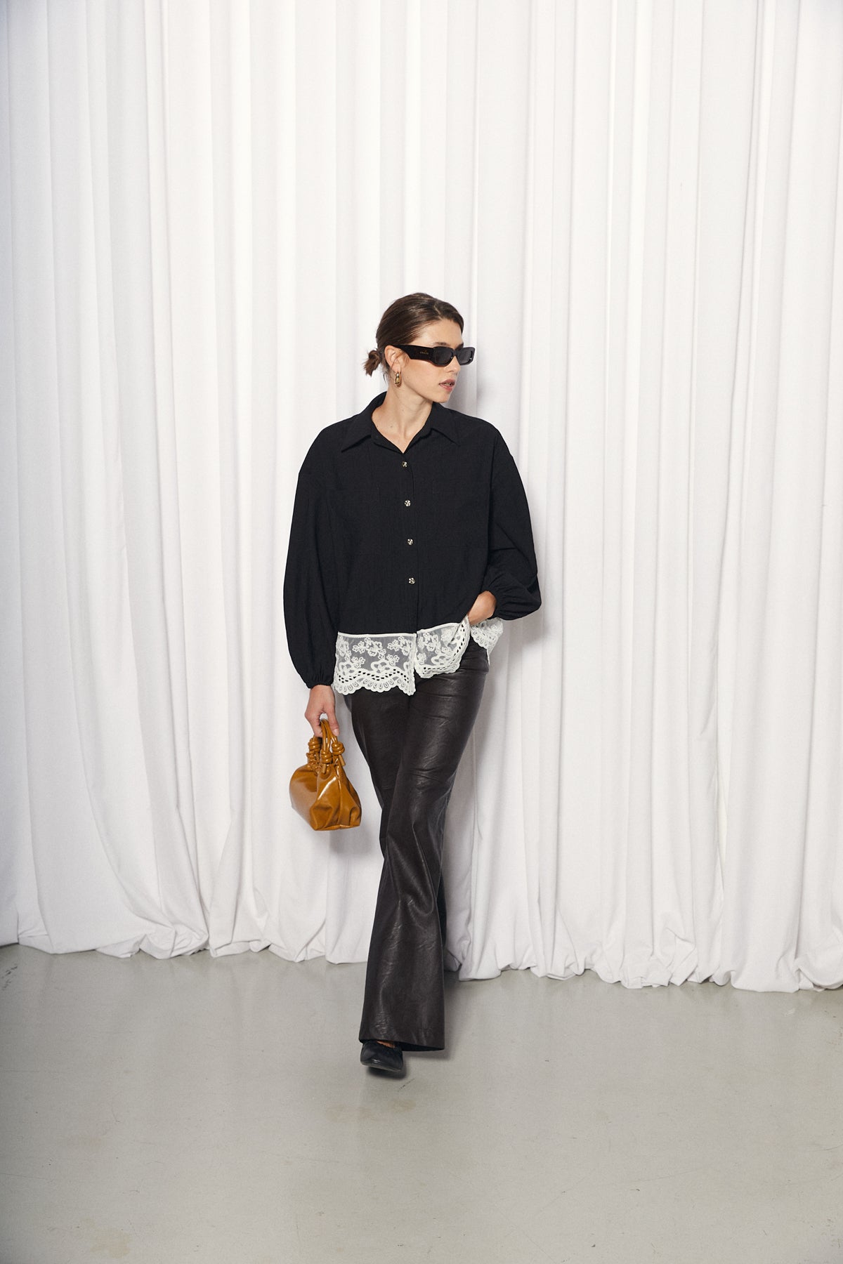 Abril Blouse, Black Texture
