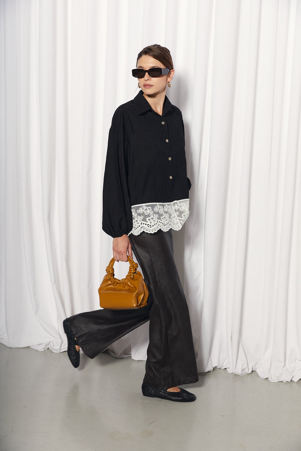 Abril Blouse, Black Texture