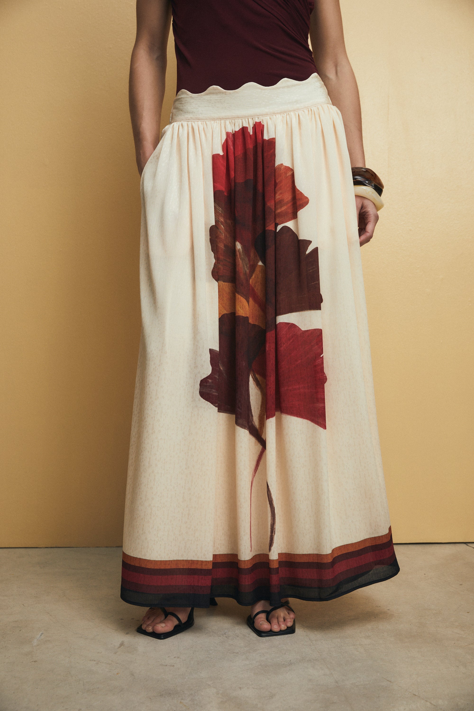 Ula Skirt, Bouquet Print