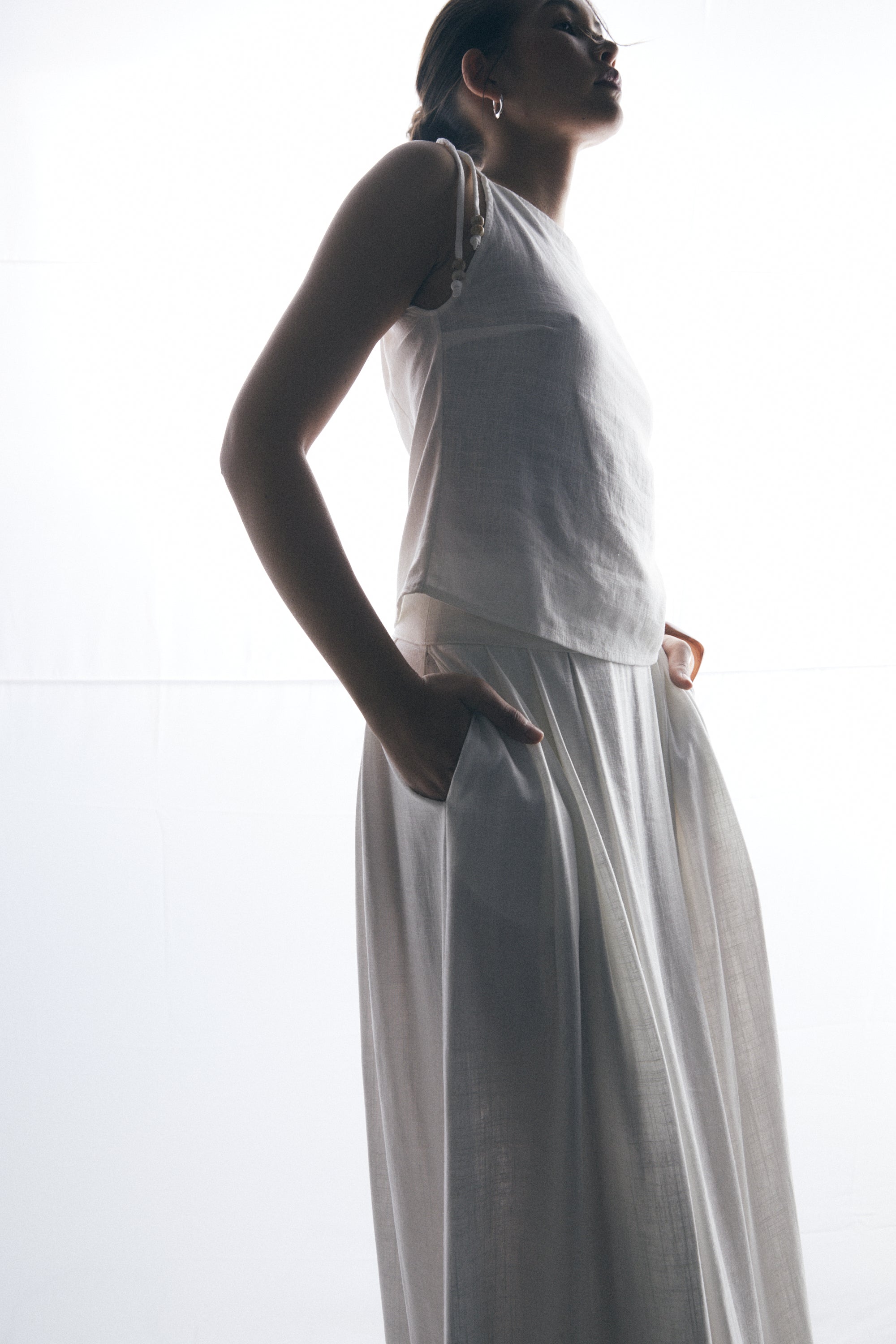 Mara Skirt, White Linen