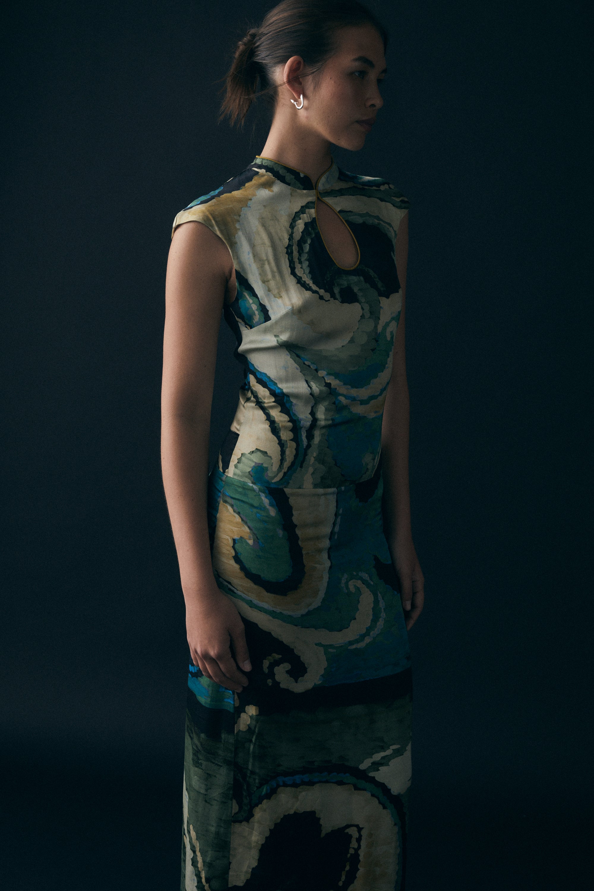 Akira Dress, Seawaves Print