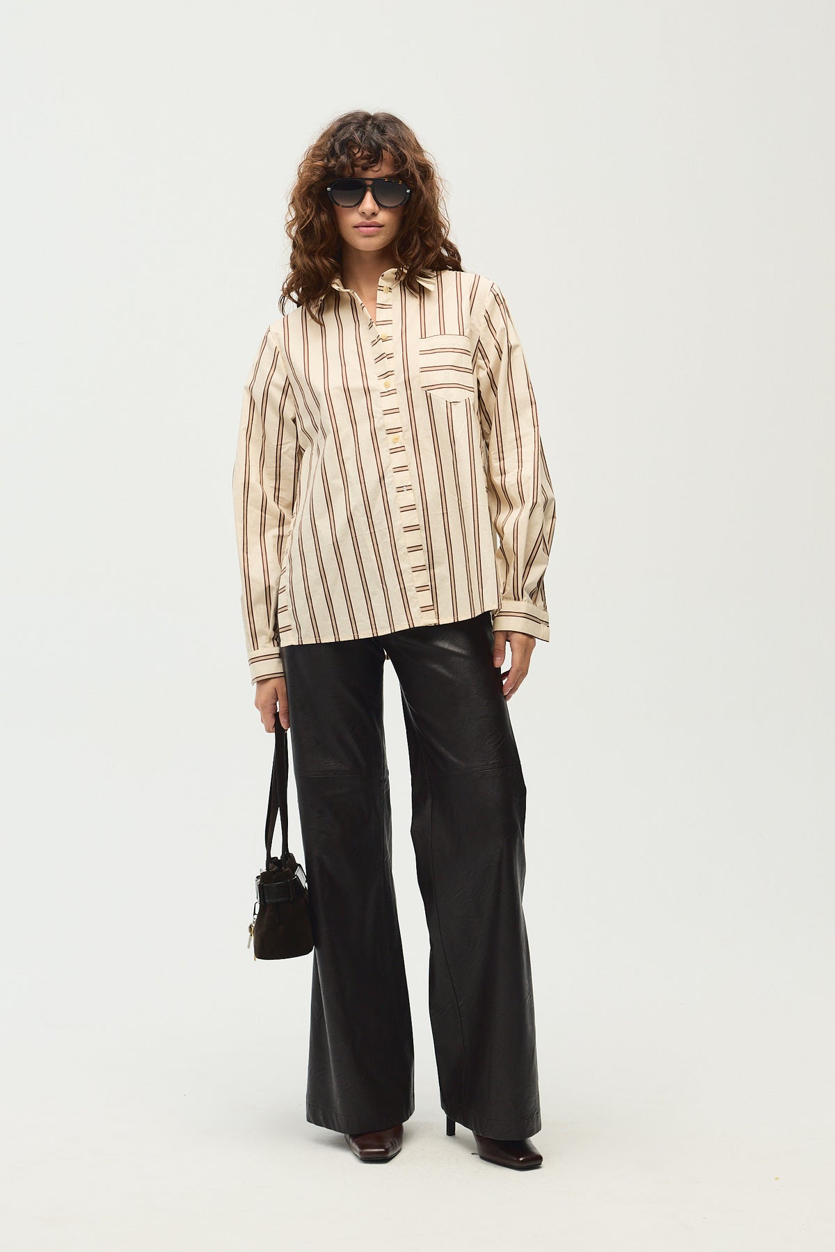 Solene Shirt, Ecru Stripes