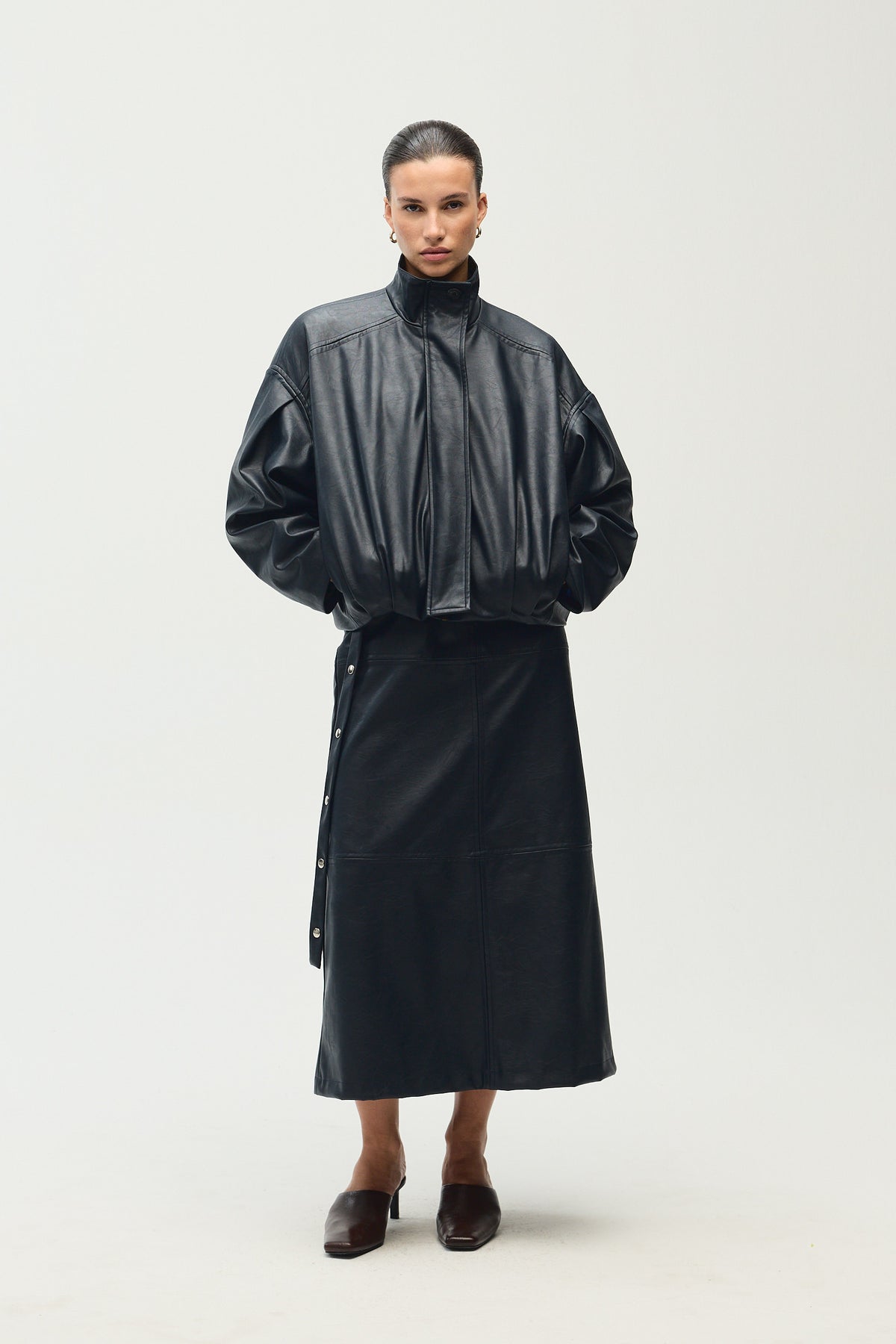 Carole Jacket, Navy Leather
