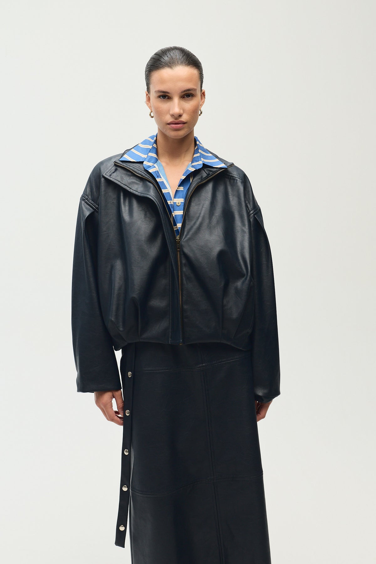 Sabine Skirt, Navy Leather