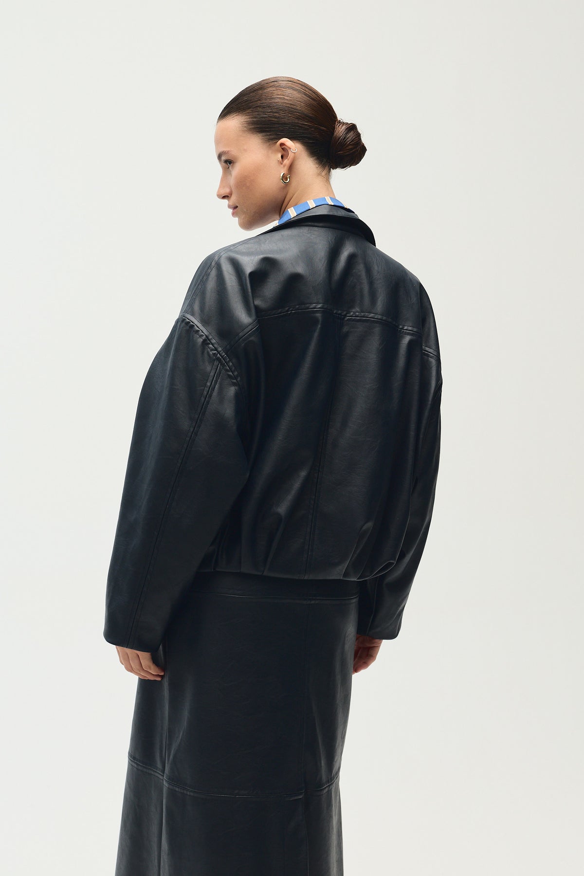 Carole Jacket, Navy Leather