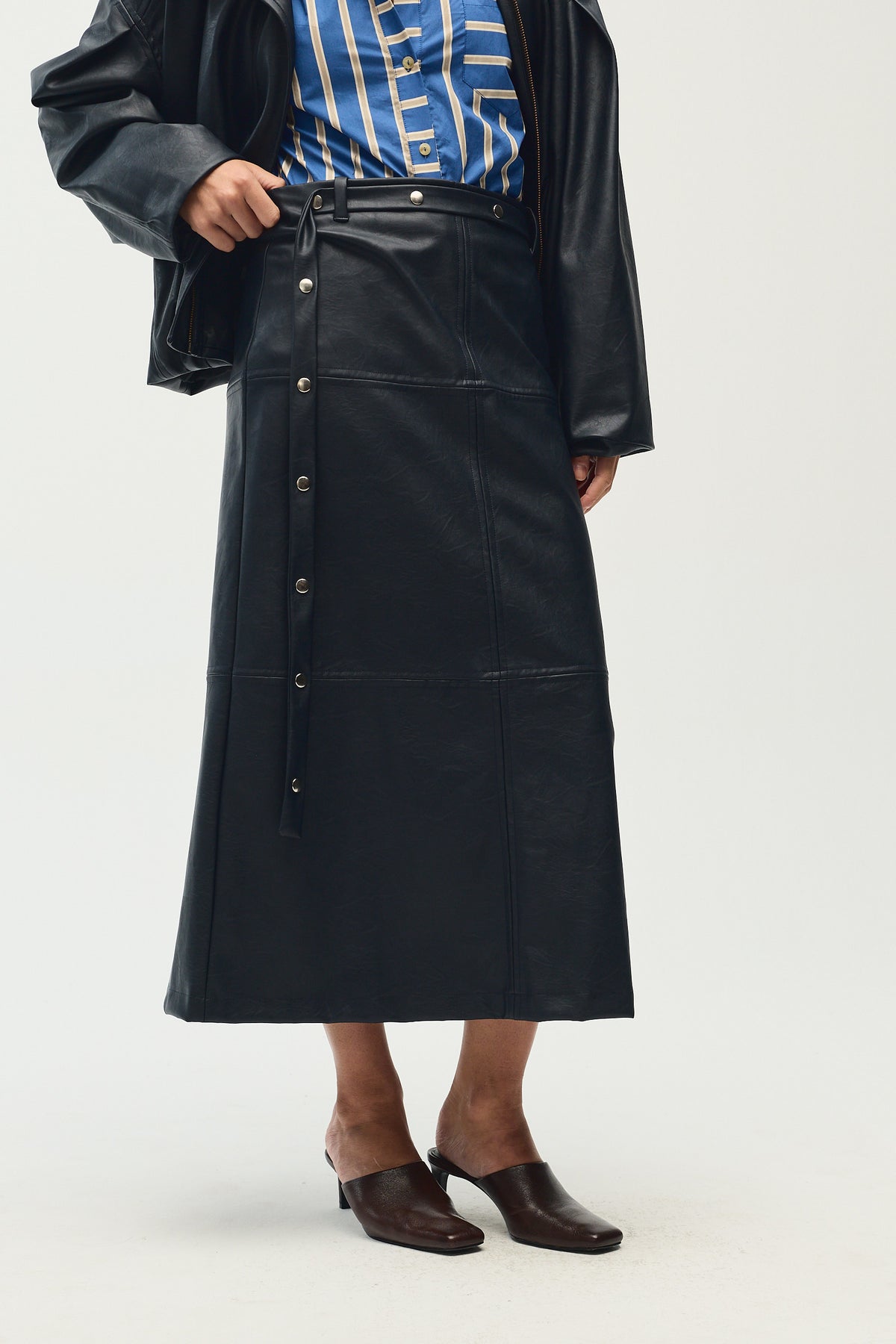 Sabine Skirt, Navy Leather