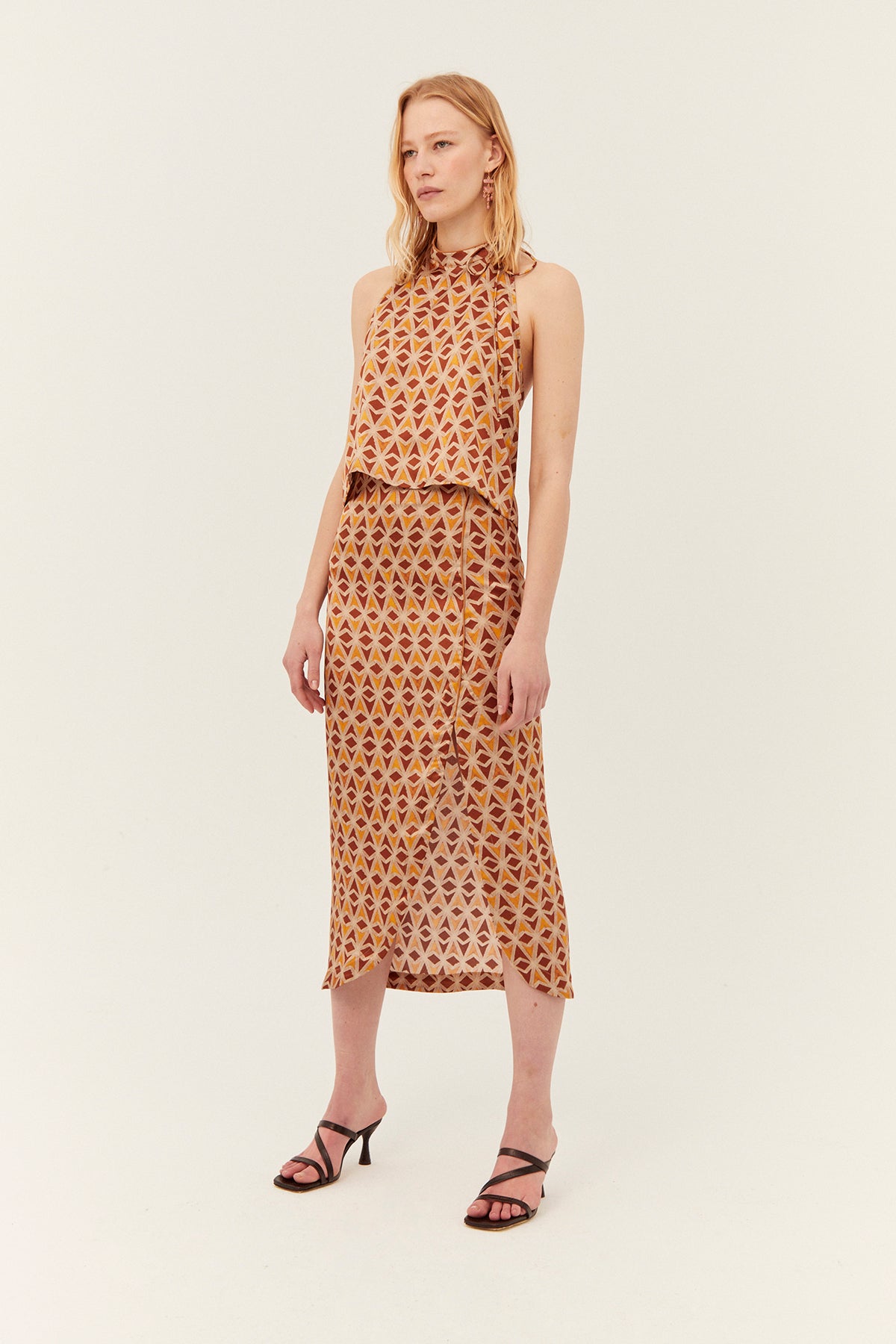 Kai Skirt, Brown Geo Print