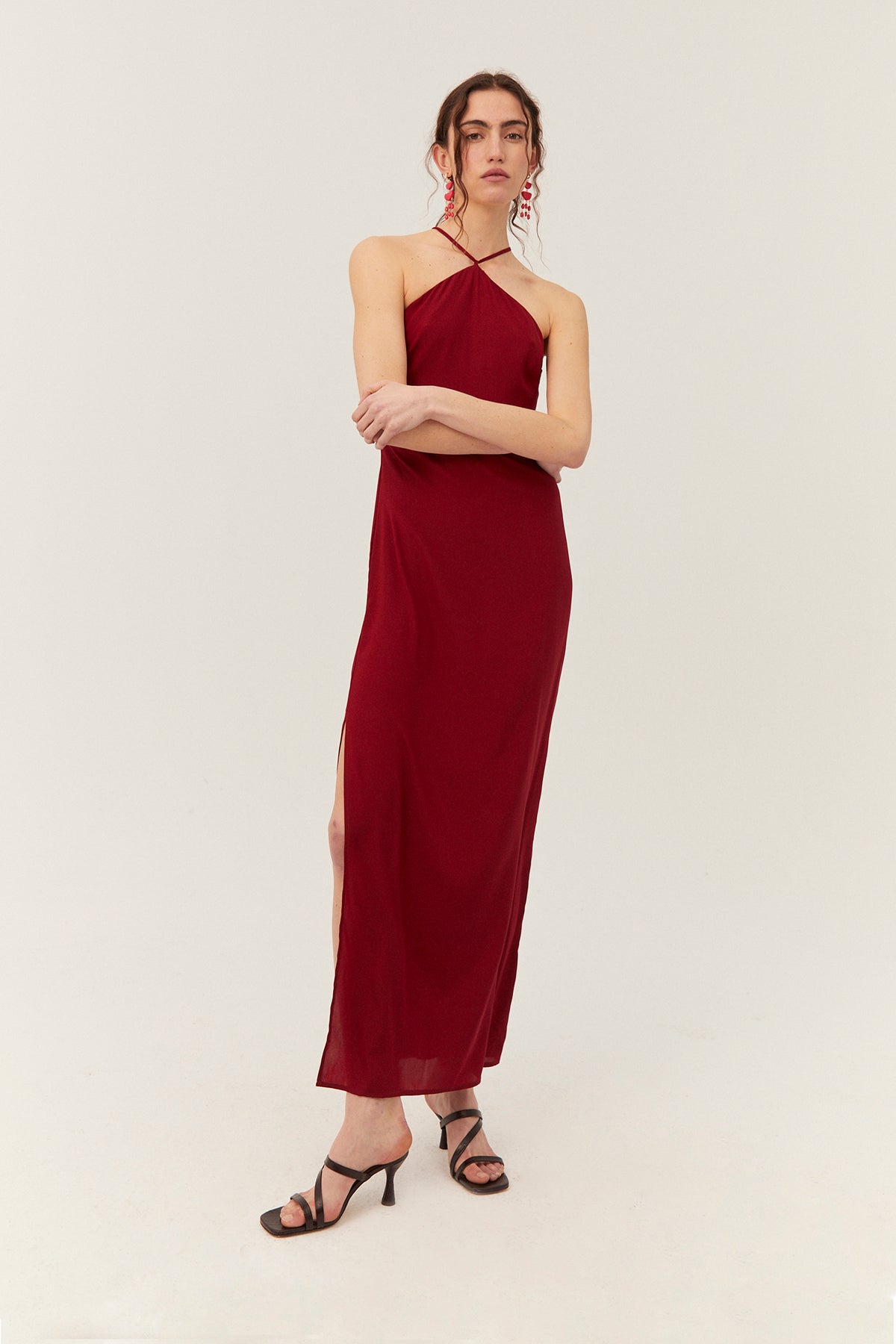 Luna Dress, Cranberry Silk
