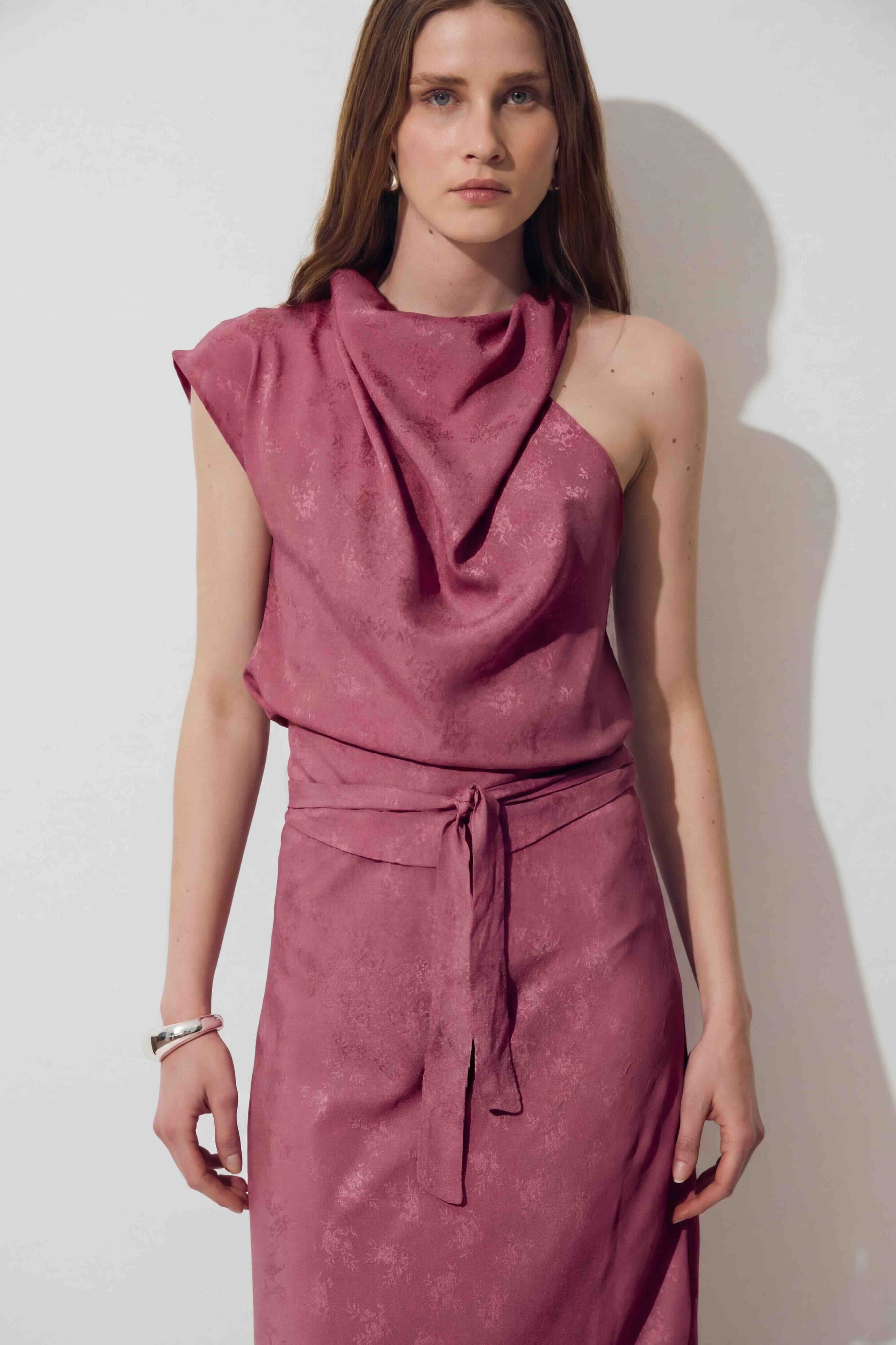Paris Top, Raspberry Jacquard