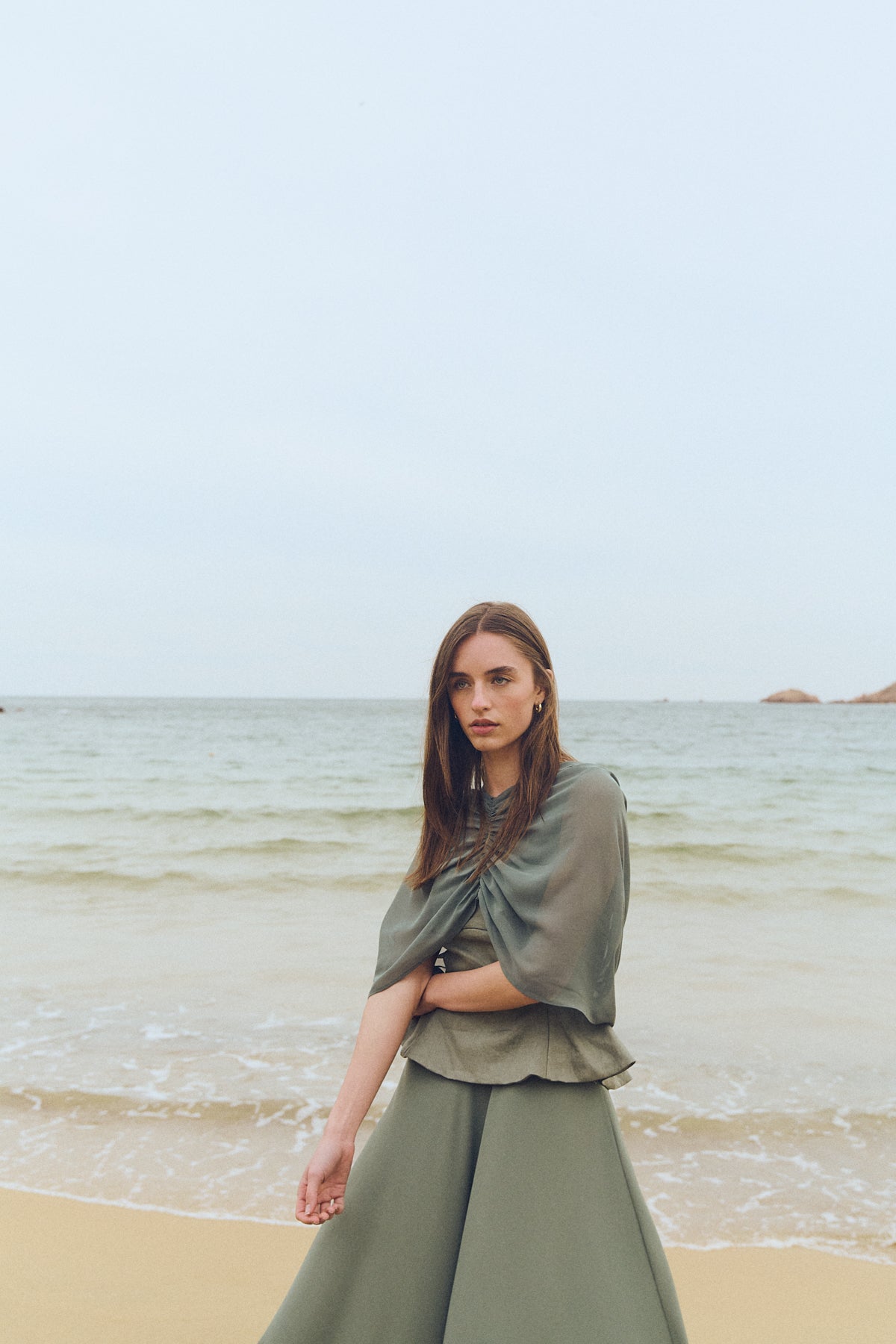 Aura Shawl, Sage Green