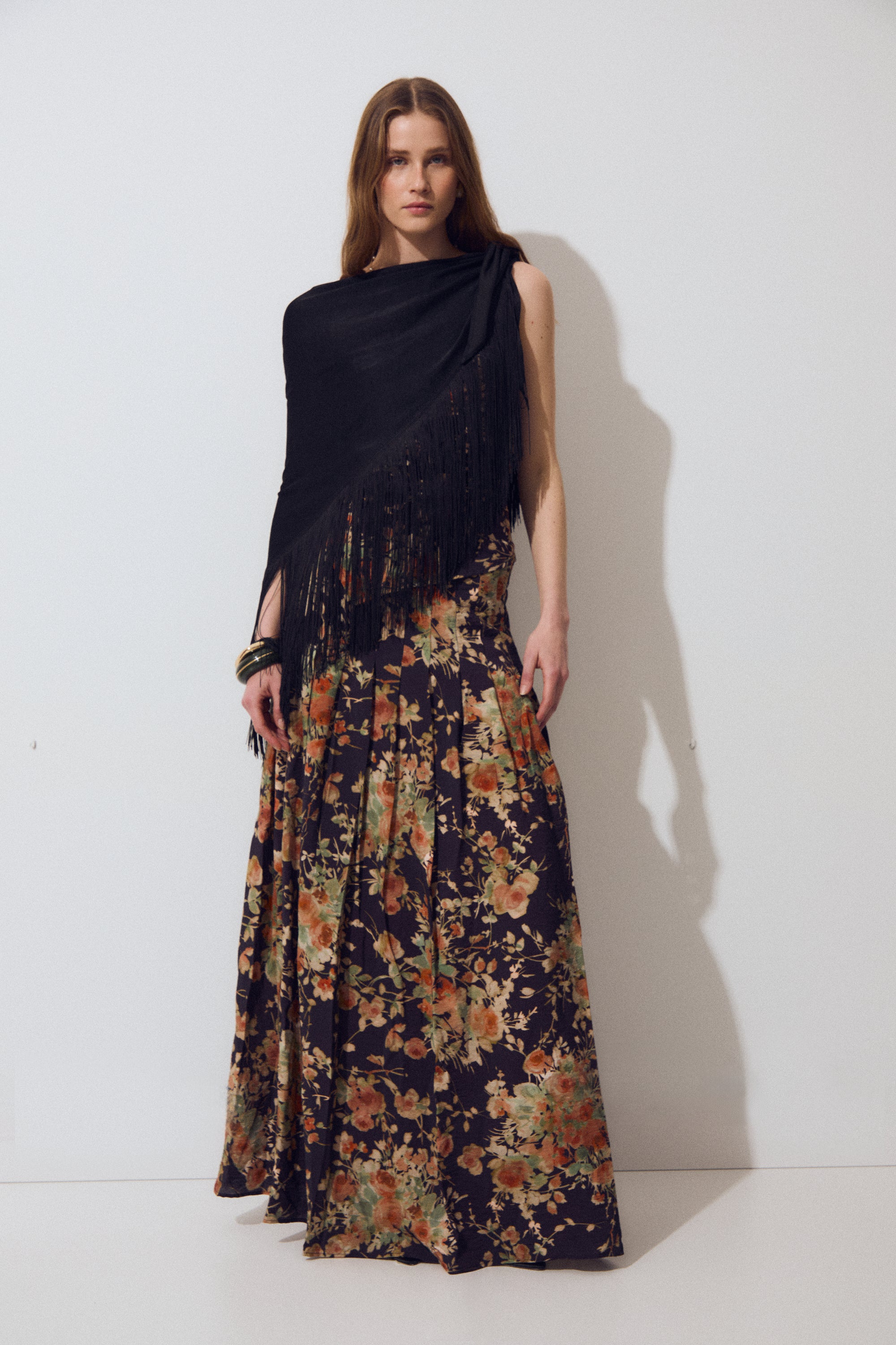 Fringes Shawl, Black