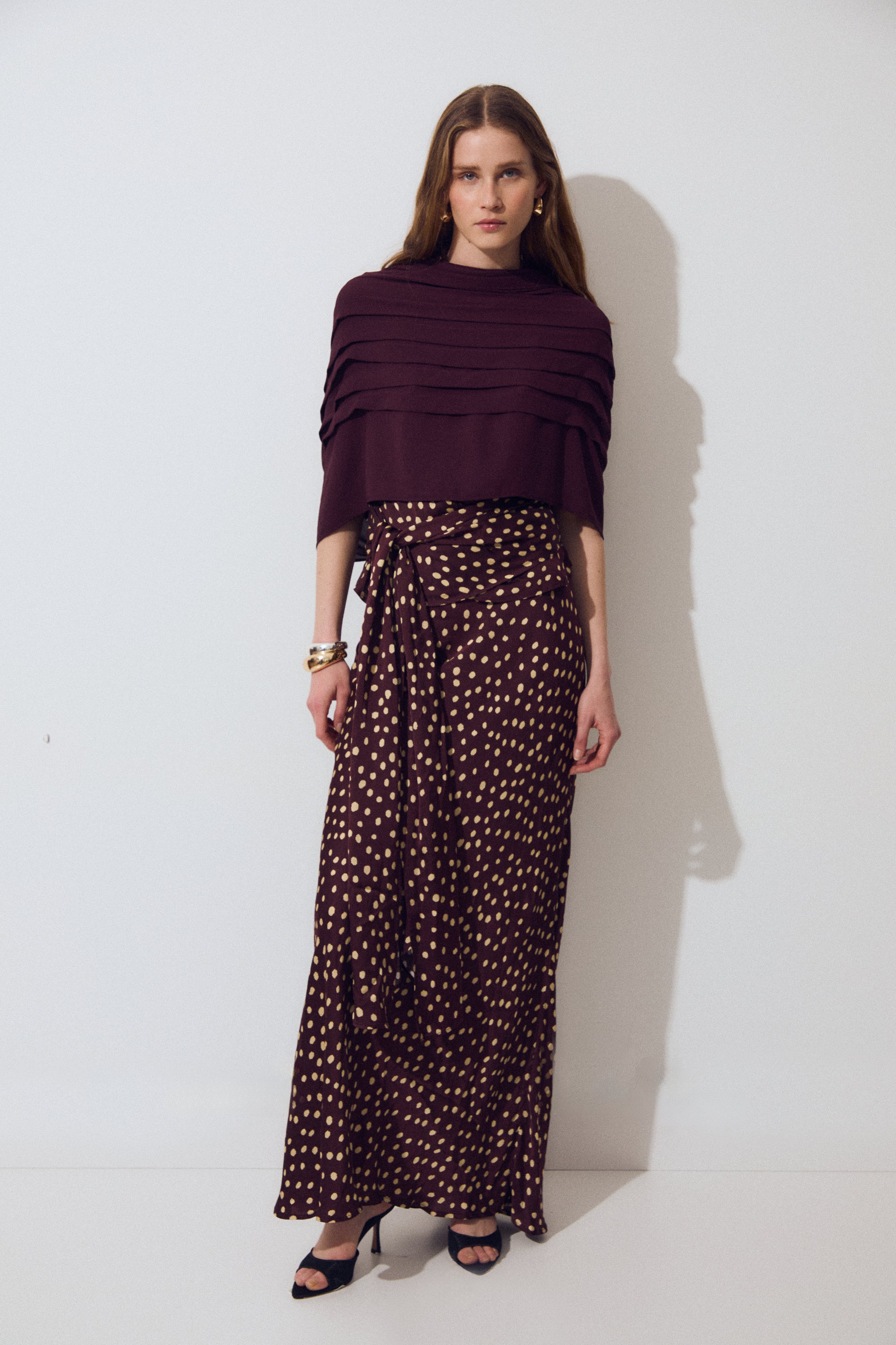 Falda Nova, Plum Dot Print