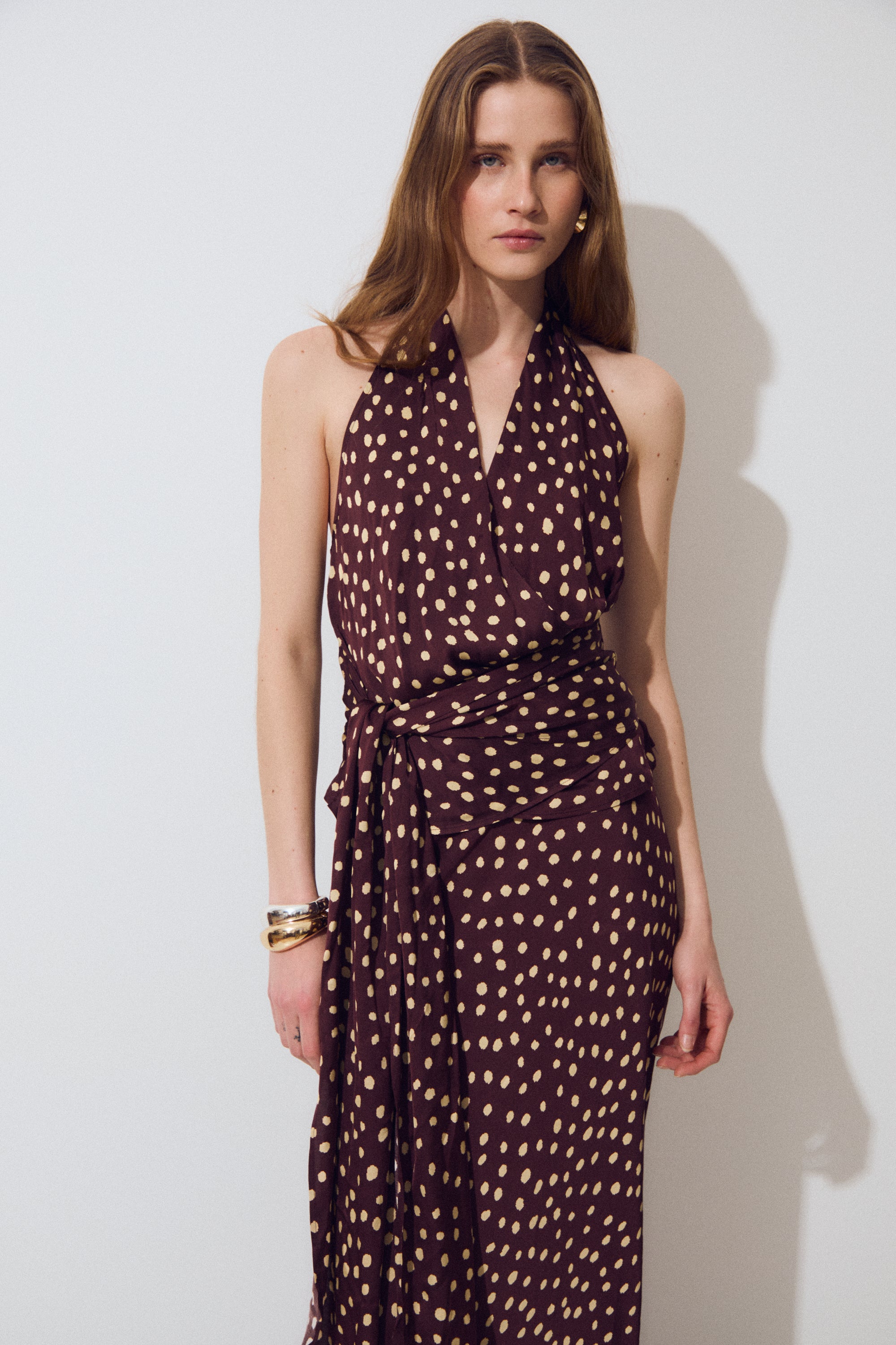 Falda Nova, Plum Dot Print