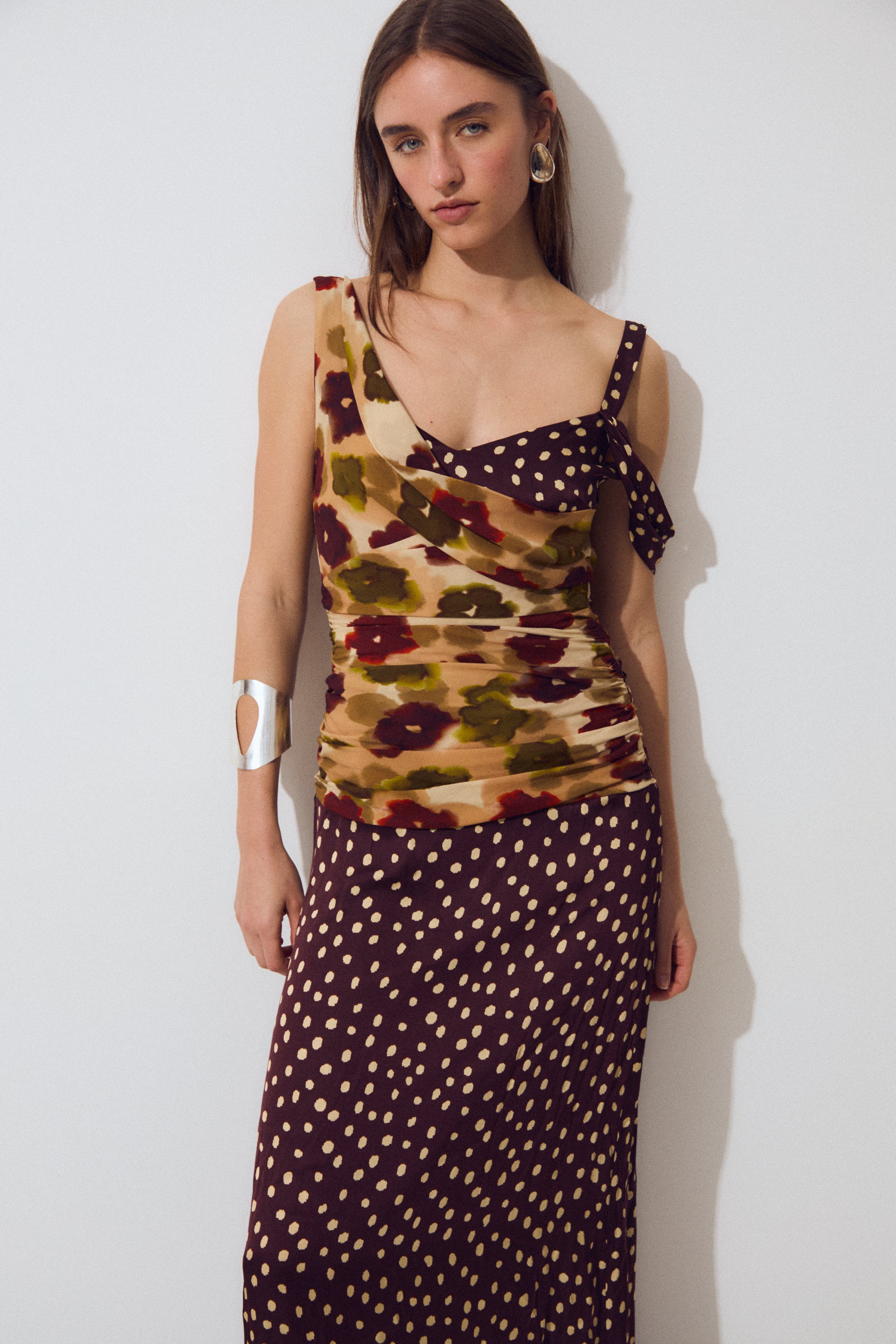 Valeria Dress, Plum Polka Print