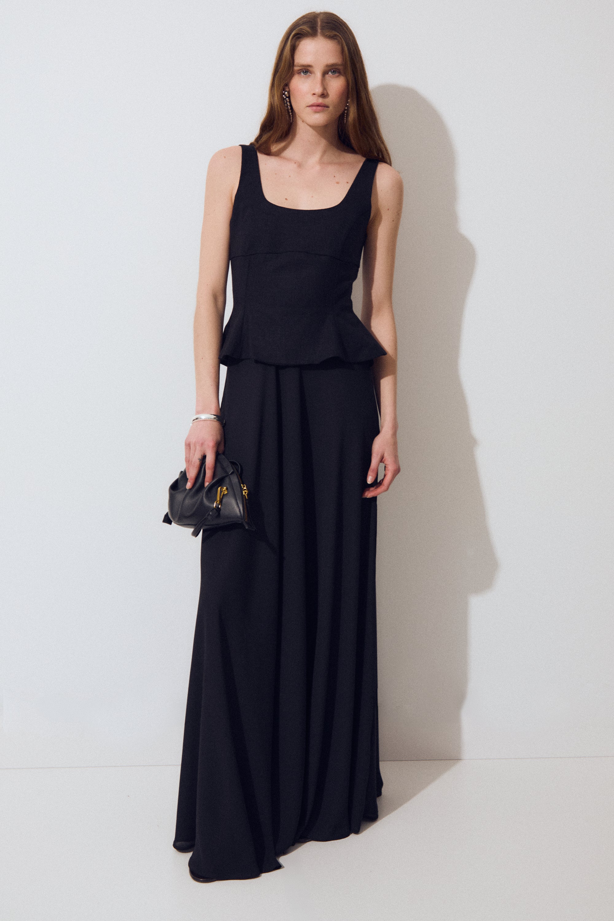 Sorelle Dress Black  Long Linen & Crepe Dress | Avec Studio