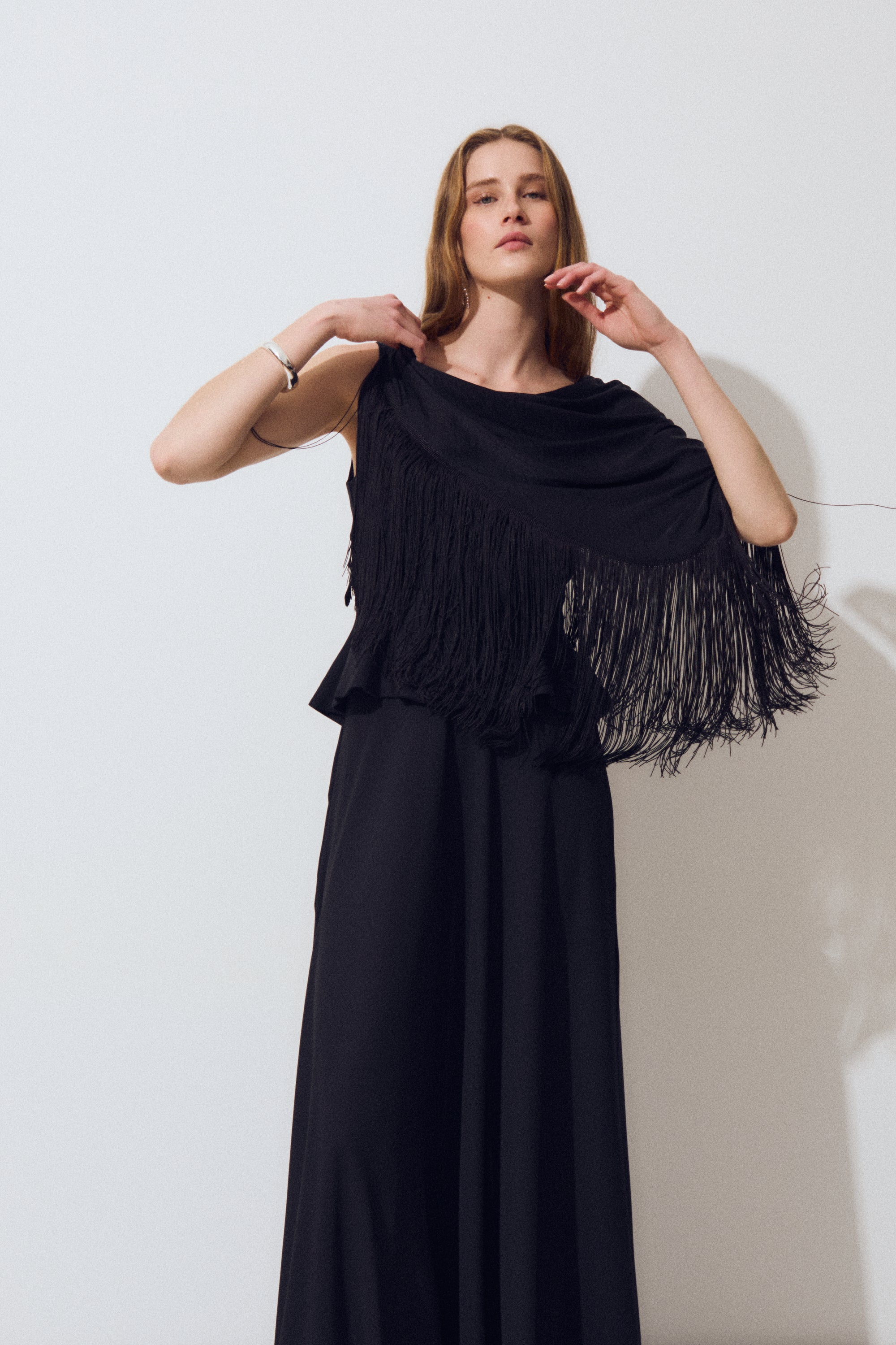 Fringes Shawl, Black