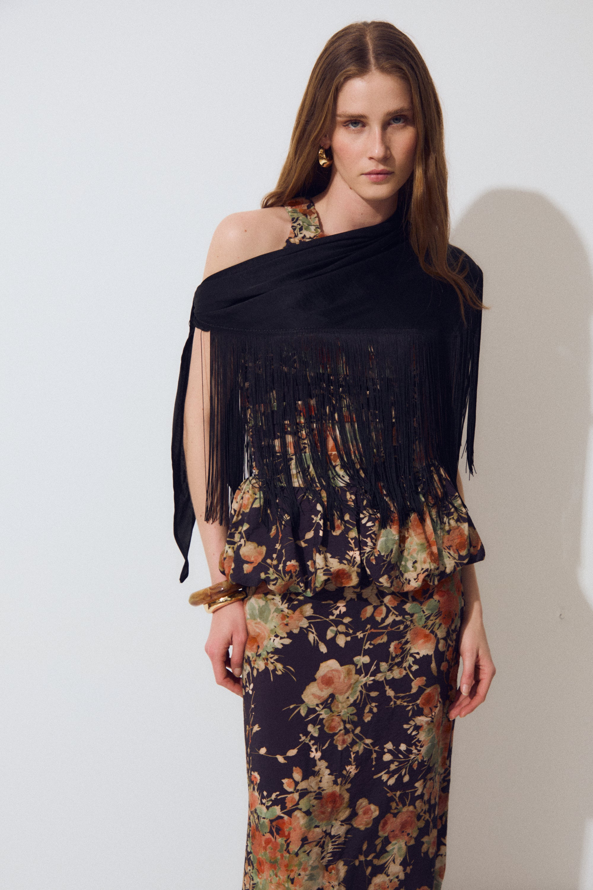 Fringes Shawl, Black