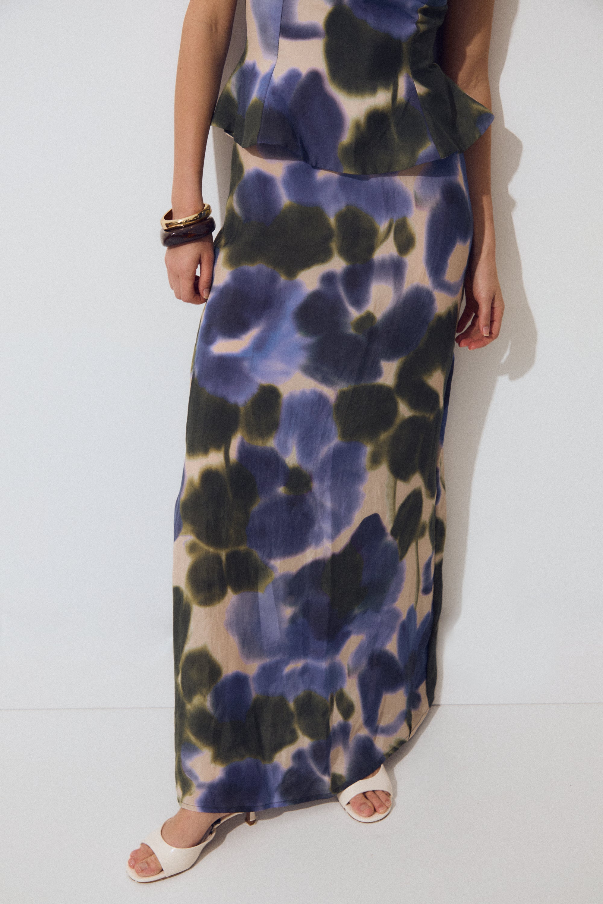 Amalfi Skirt, Indigo Floral Print