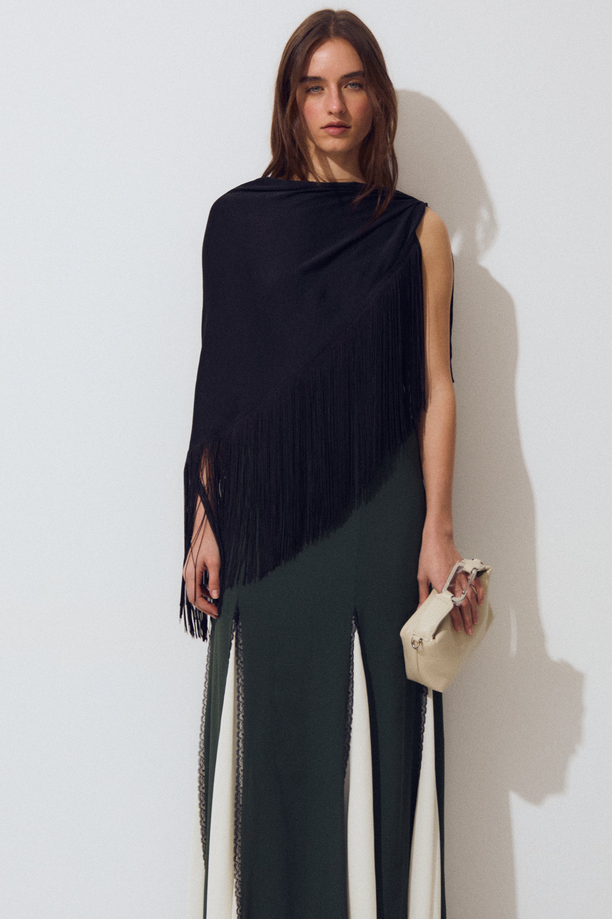 Fringes Shawl, Black