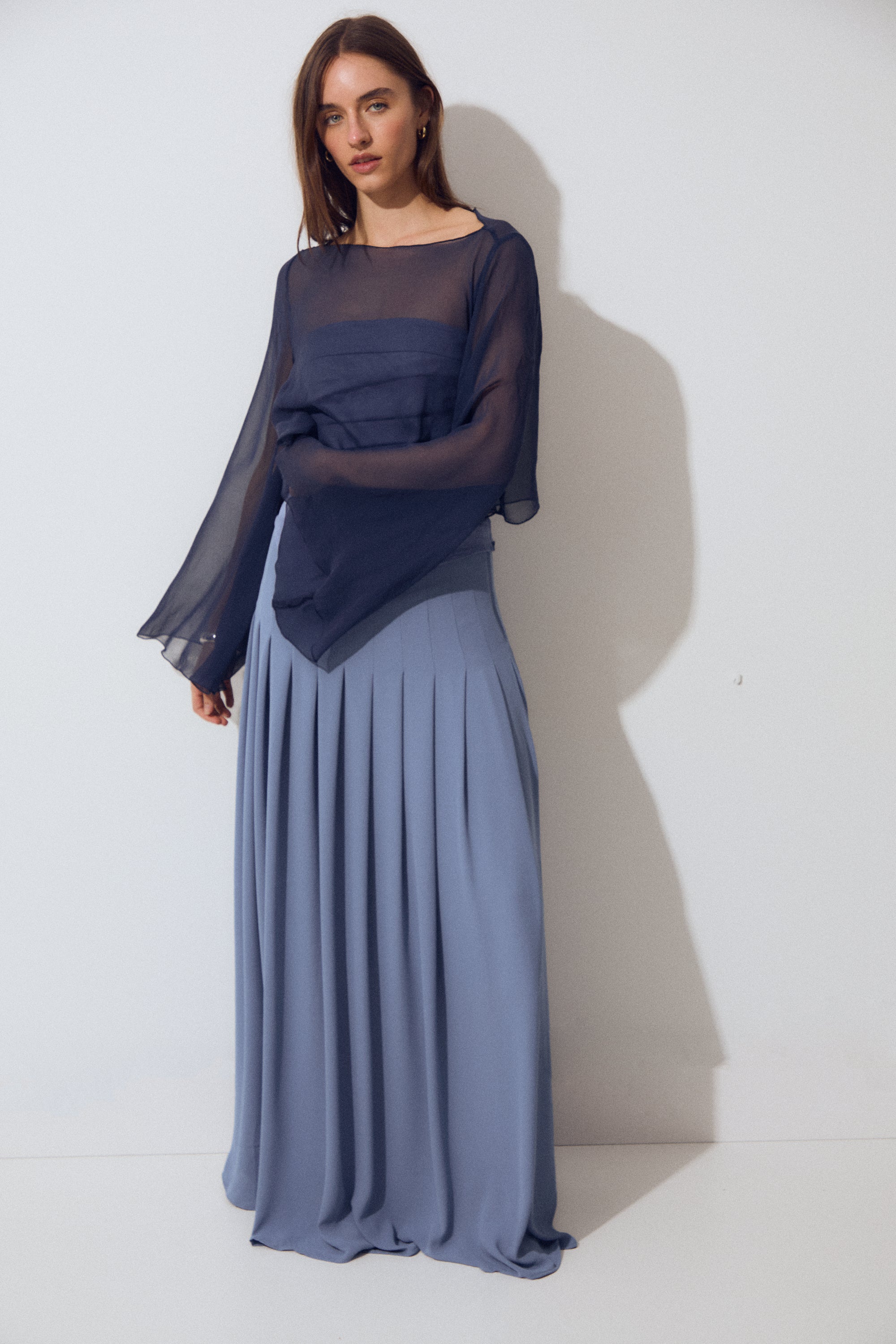 Bruma Shawl, Navy Silk