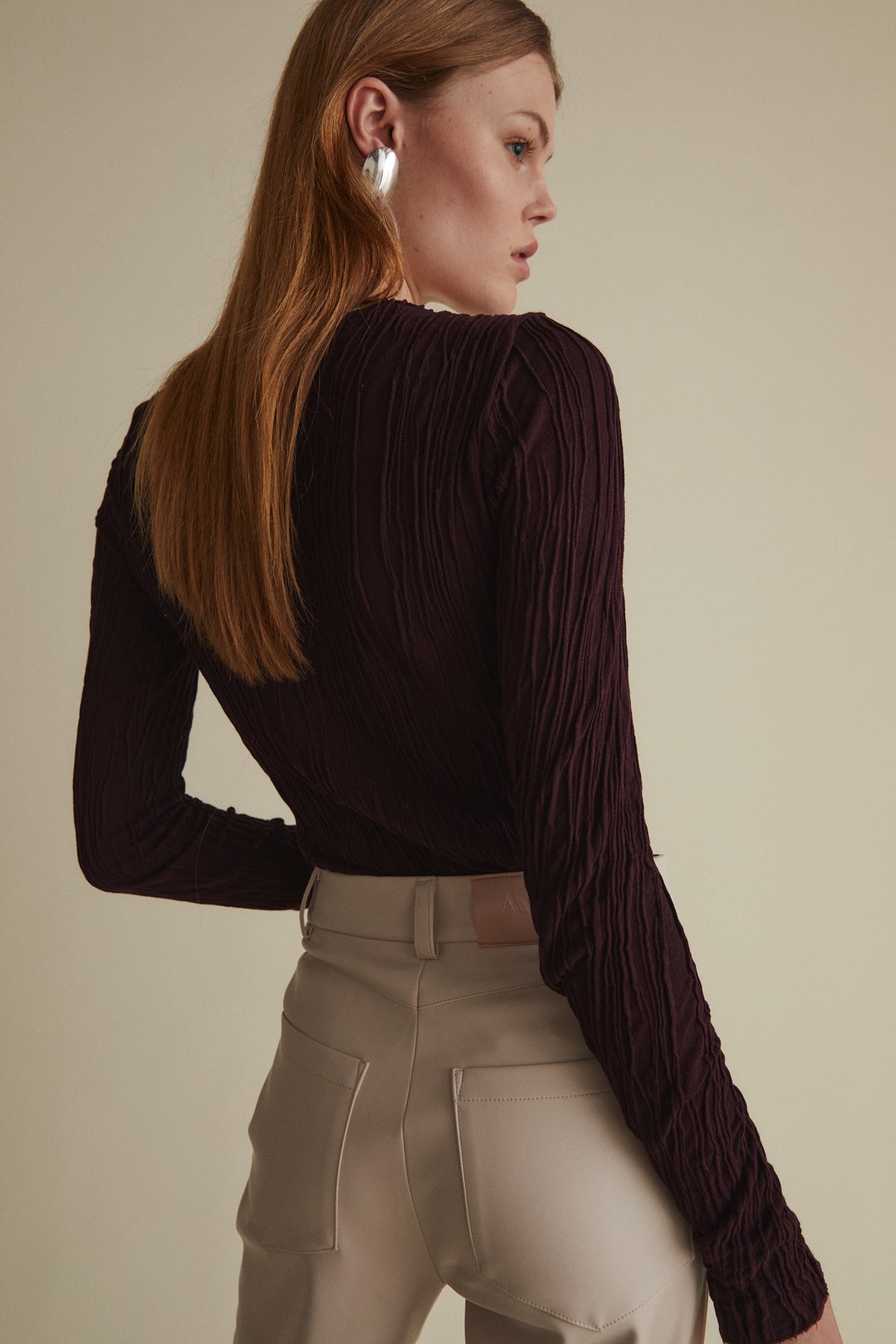 June Top, Plum Texture