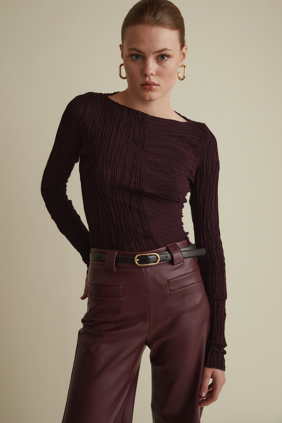 June Top, Plum Texture