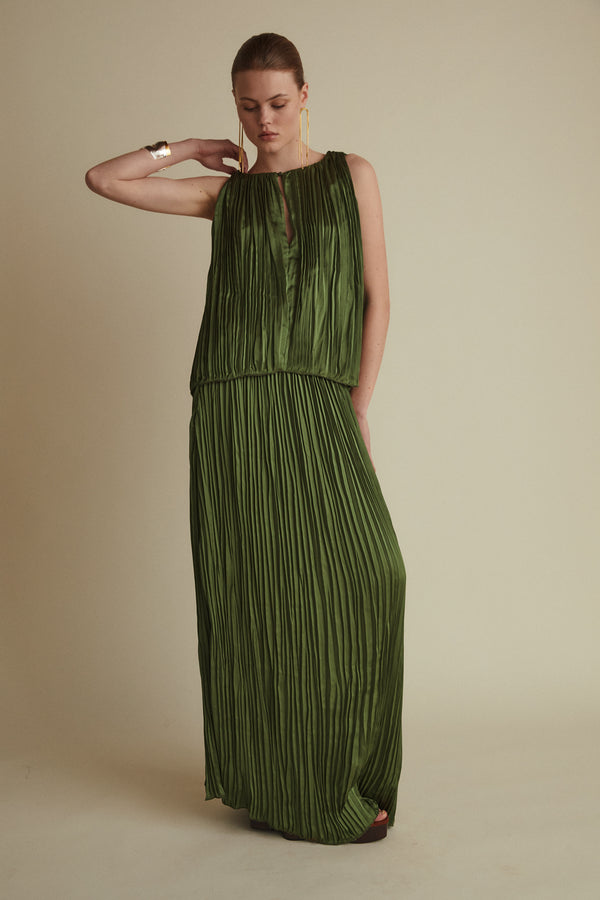 Eliana Skirt, Pleated Green