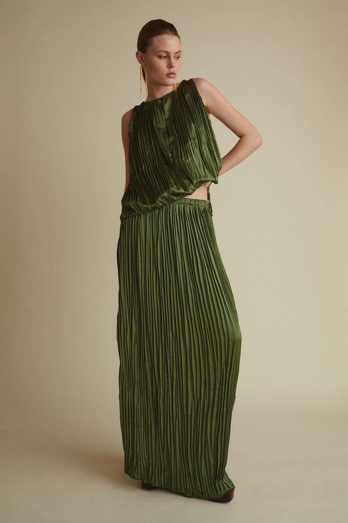 Eliana Skirt, Pleated Green