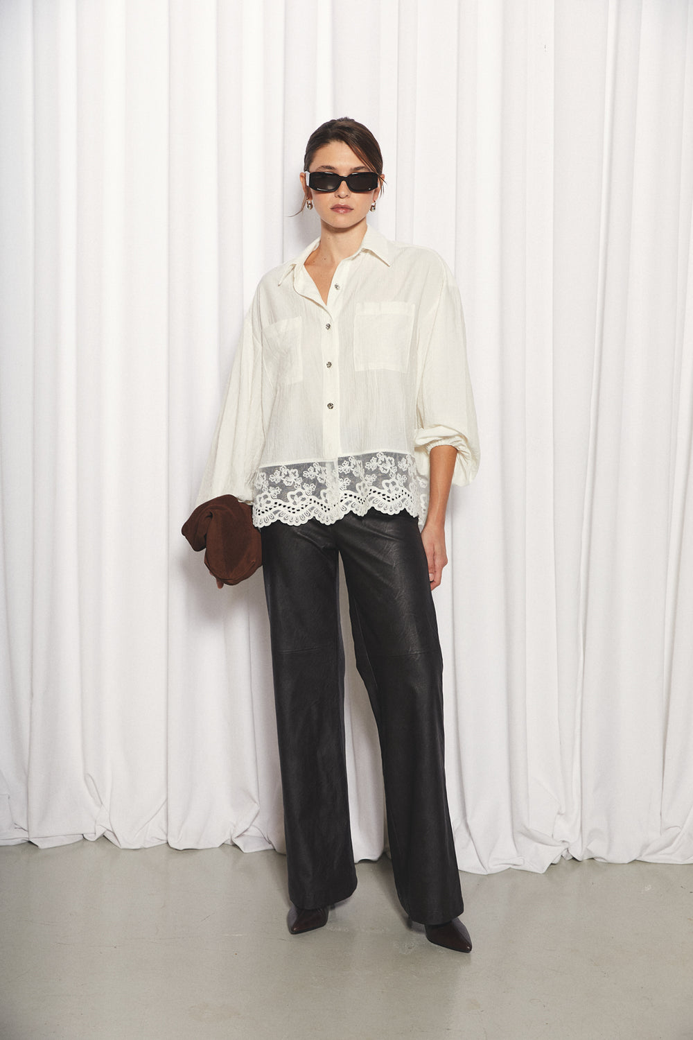 Abril Blouse, White Texture | Evening Blouse – Avec Studio