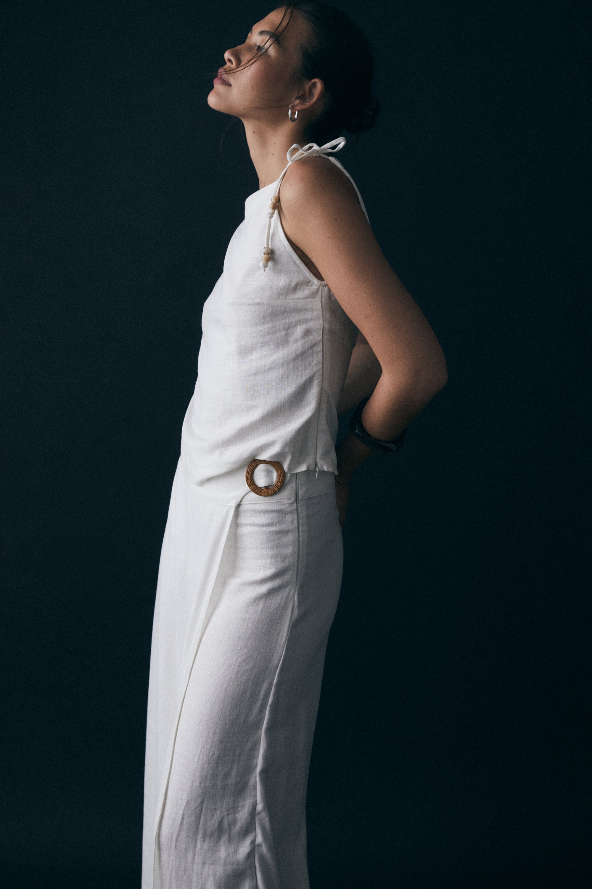 Amara Pant-Skirt, White Linen