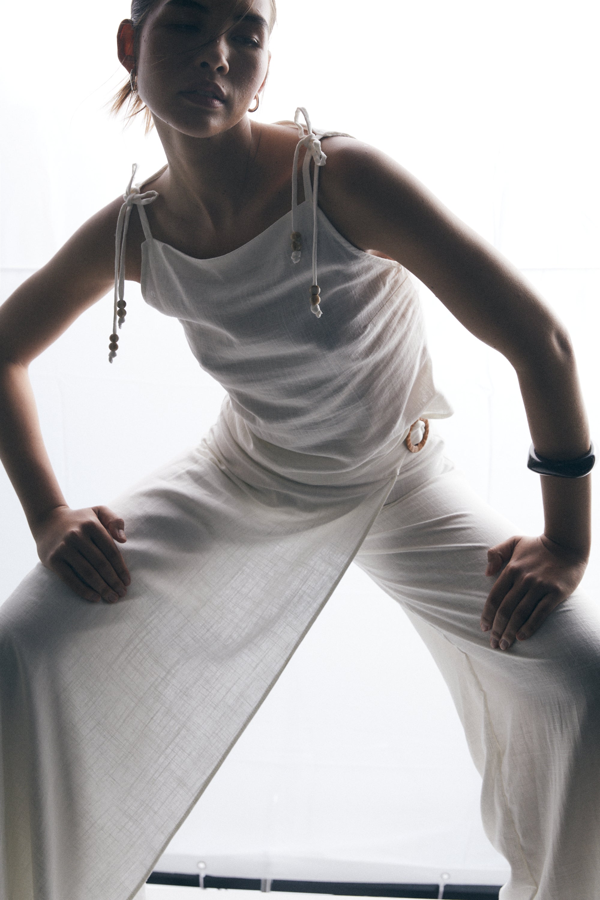 Amara Pant-Skirt, White Linen