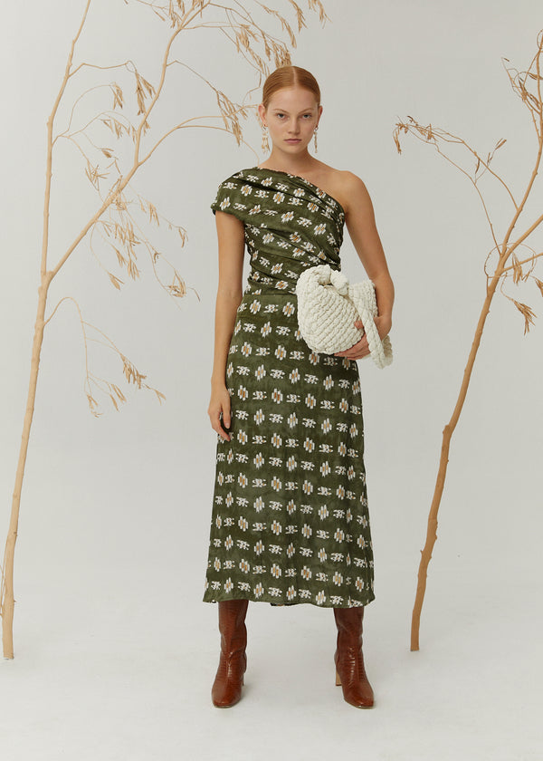 Agy Dress, Green Print