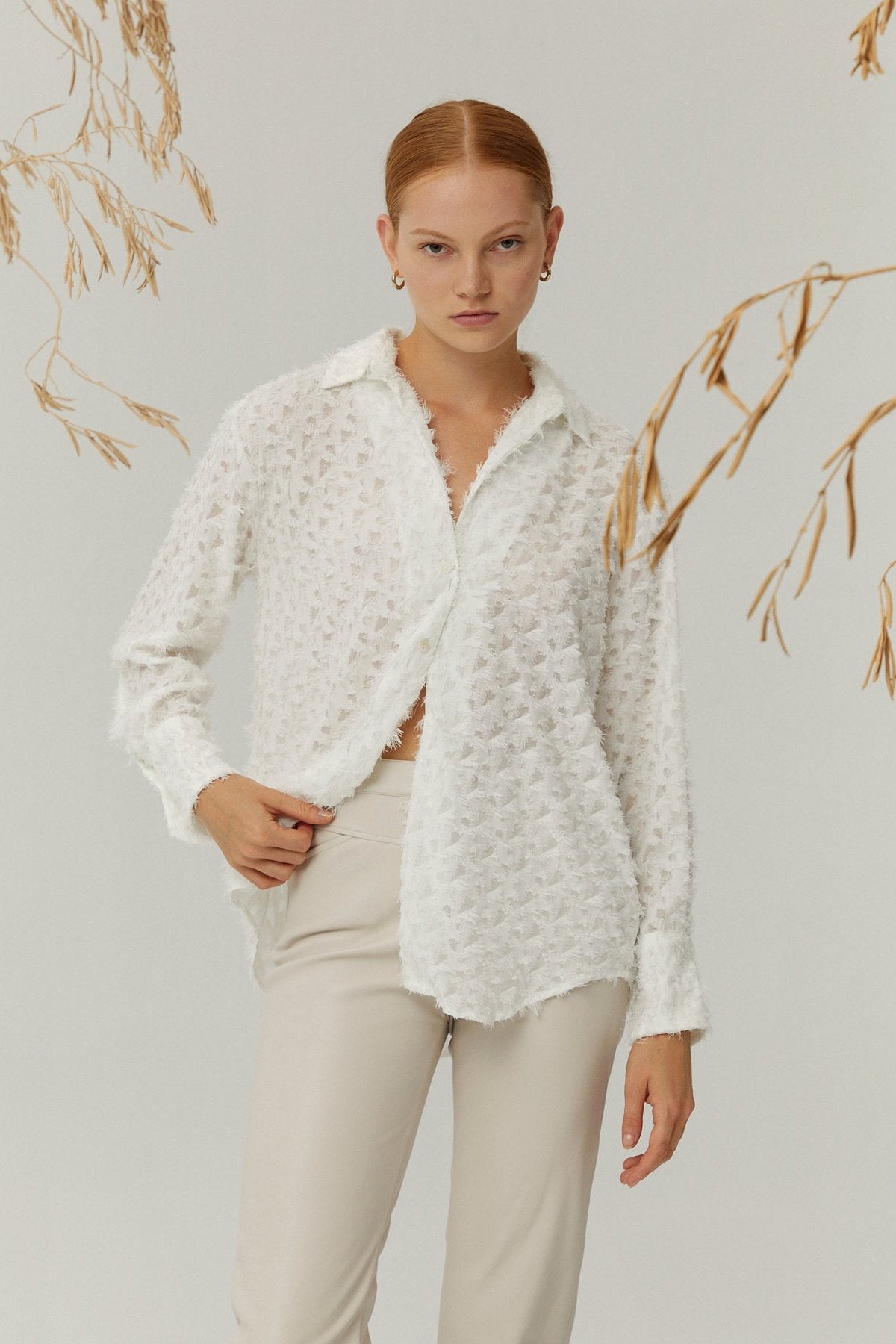 Fiona Blouse, White Fringes