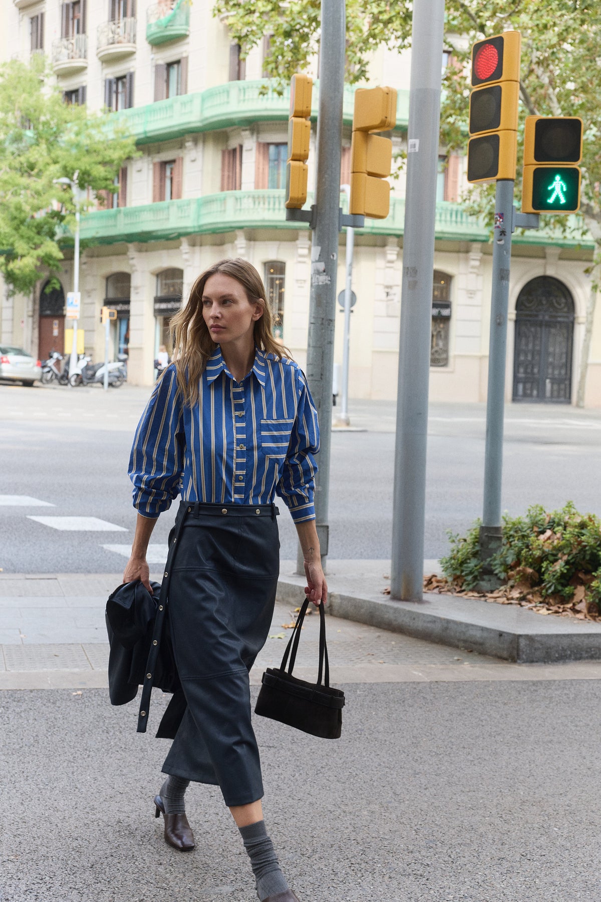 Sabine Skirt, Navy Leather