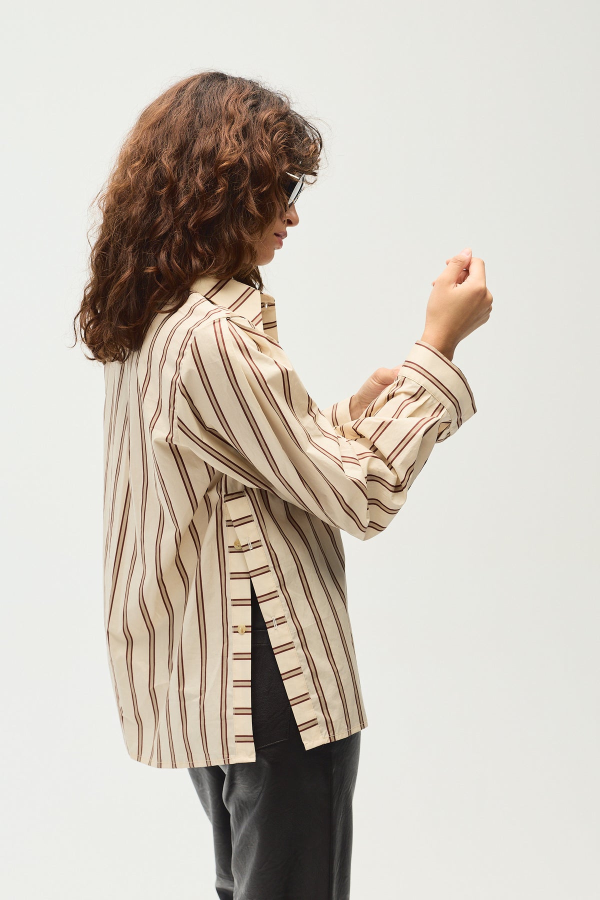 Solene Shirt, Ecru Stripes