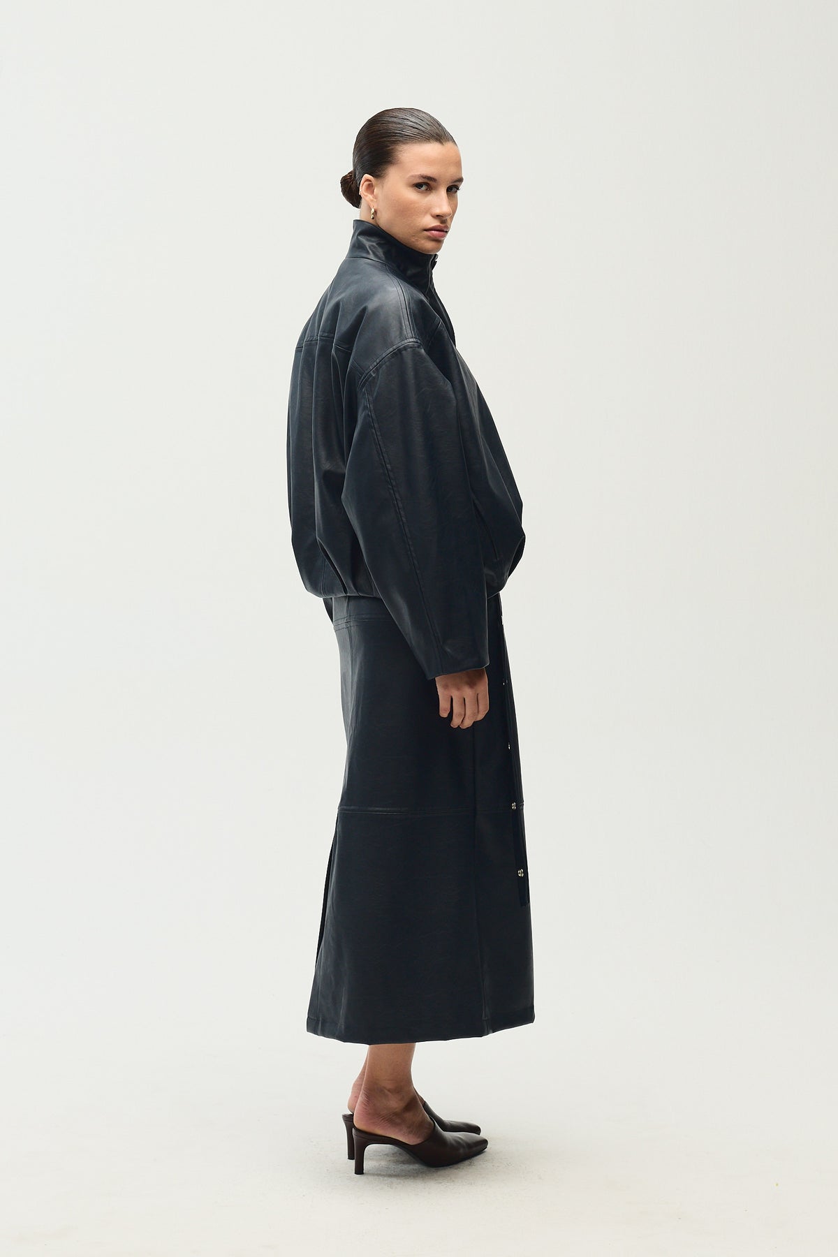 Sabine Skirt, Navy Leather