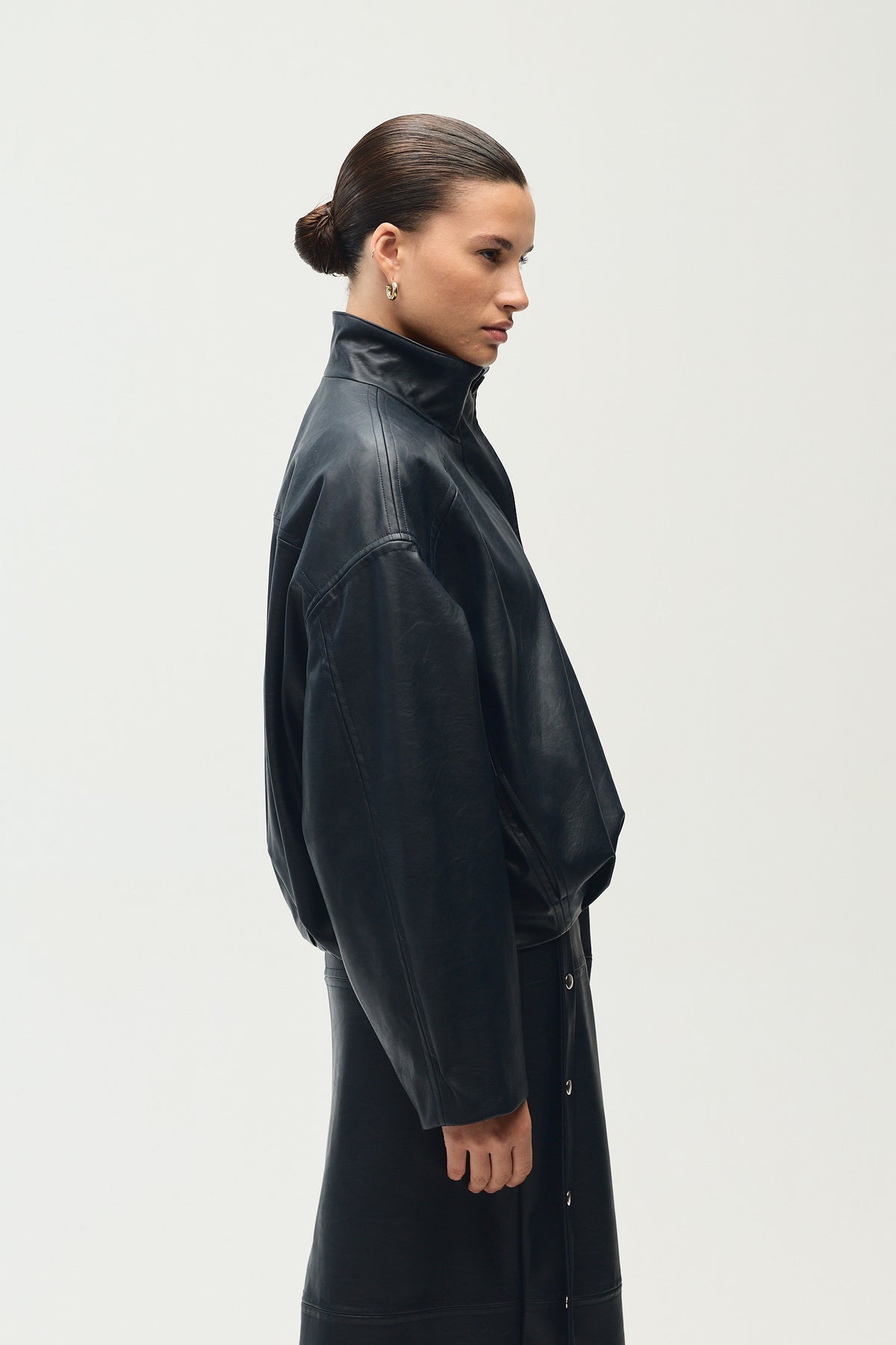 Carole Jacket, Navy Leather
