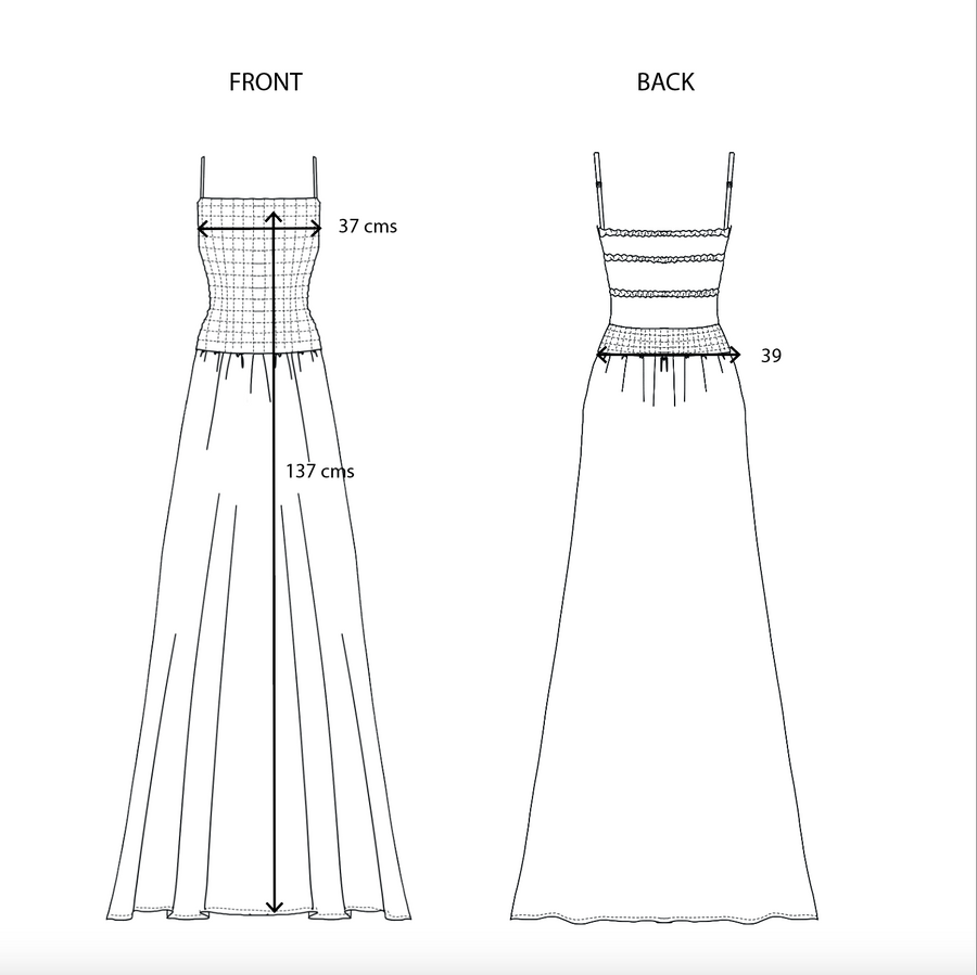 Size guide Vestido Colette, Melanzano