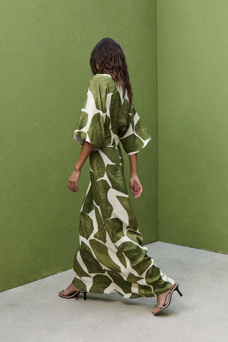 Kirsten Dress, Green Brush Print
