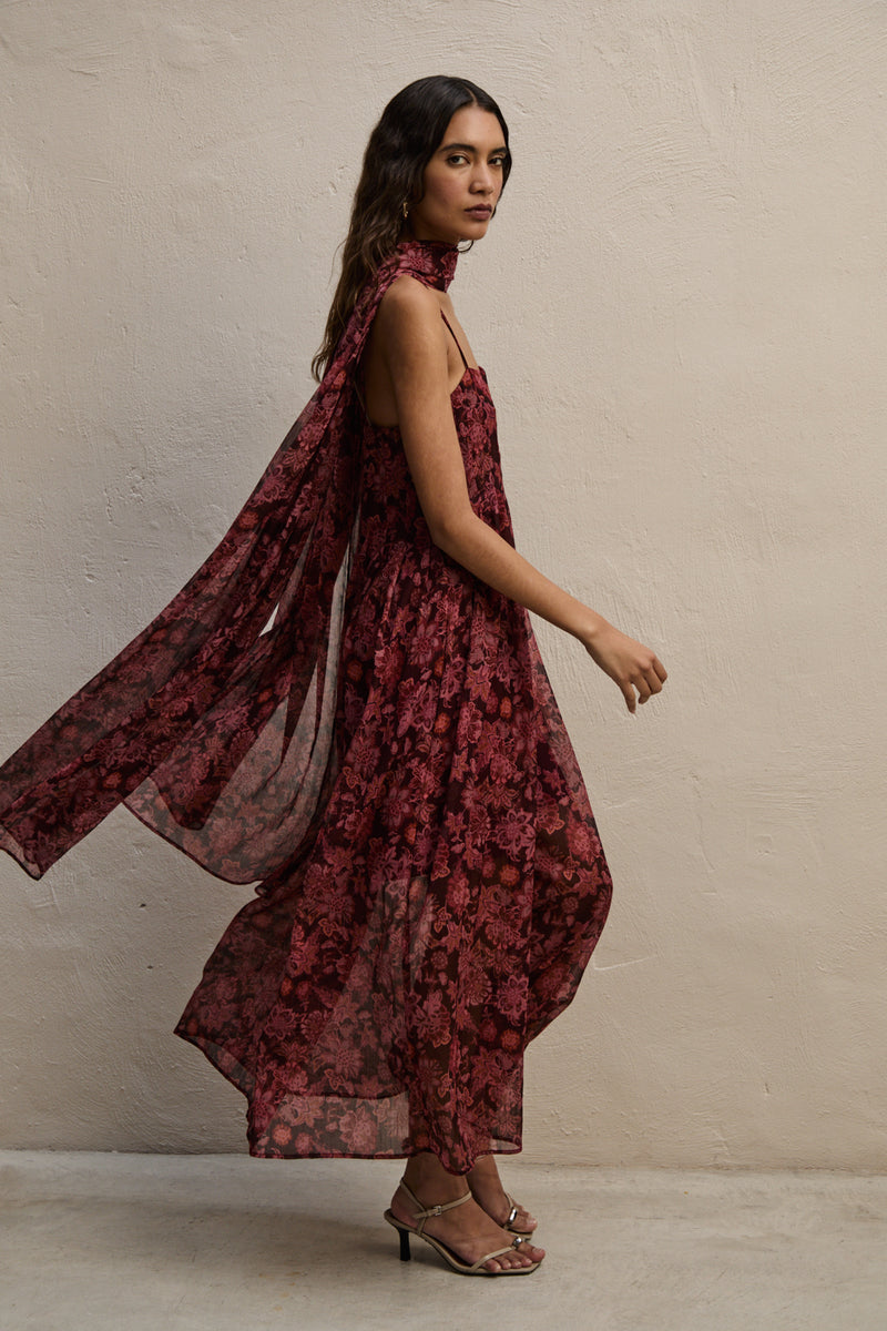 Maxime Dress, Red Flower