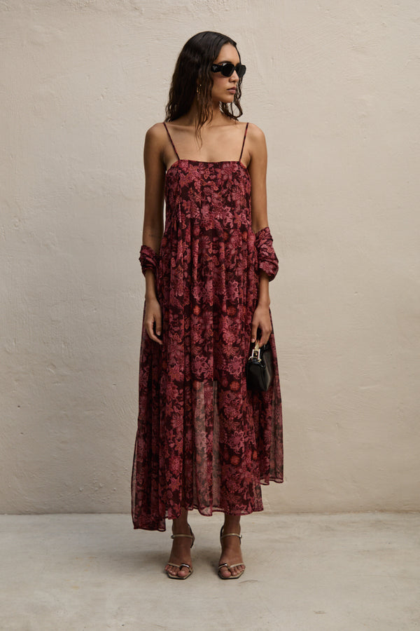 Maxime Dress, Red Flower