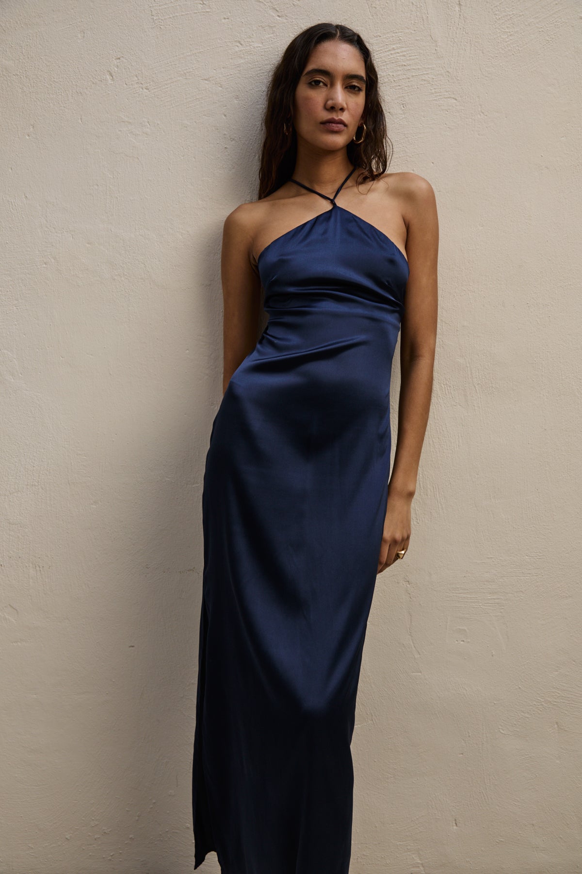 Luna Dress, Navy Silk