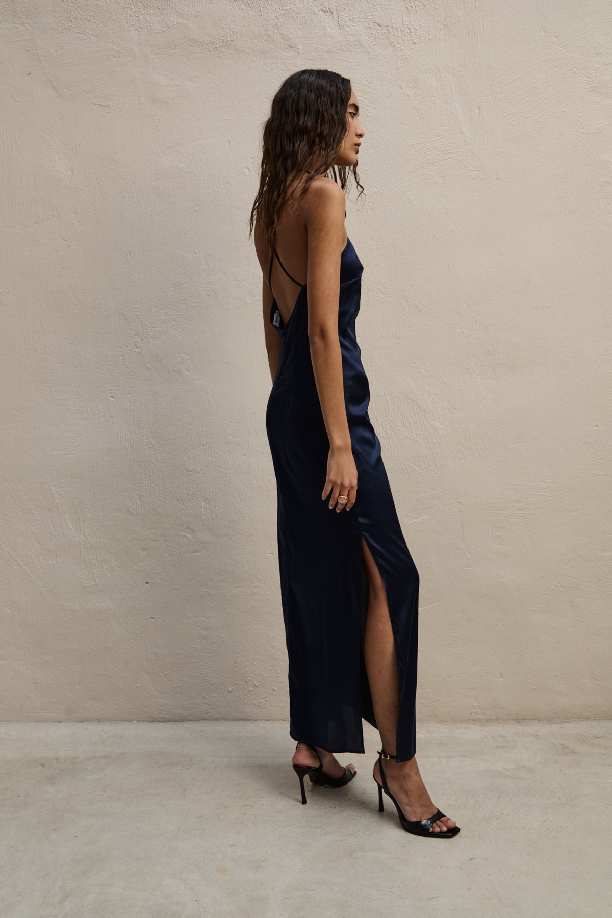 Luna Dress, Navy Silk