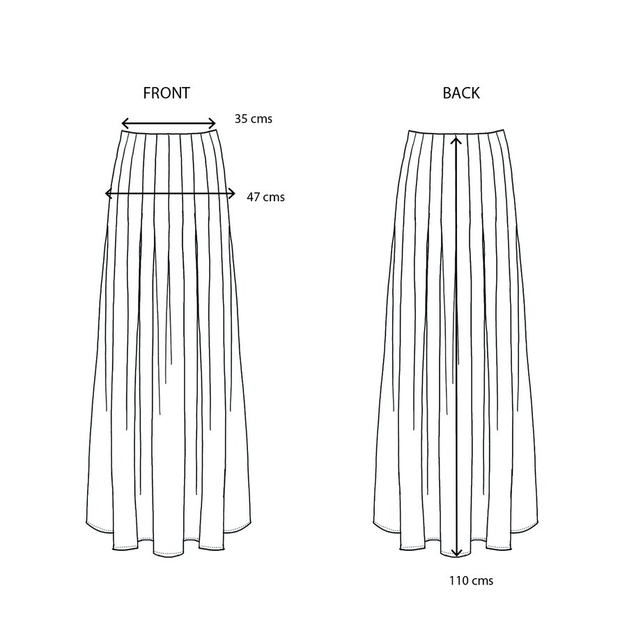 Size guide Falda Marianne, Dark Romance Print